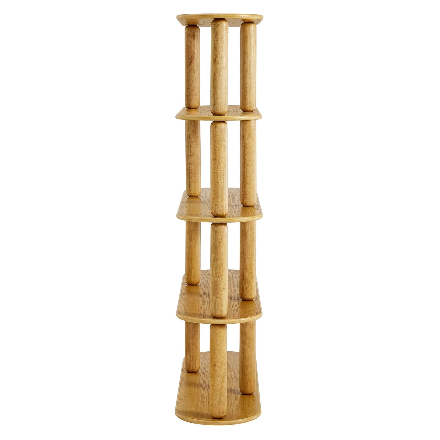 Arcus 4-Tier Oval Wood Bookshelf in Oak – Modern Open Shelf Display Unit