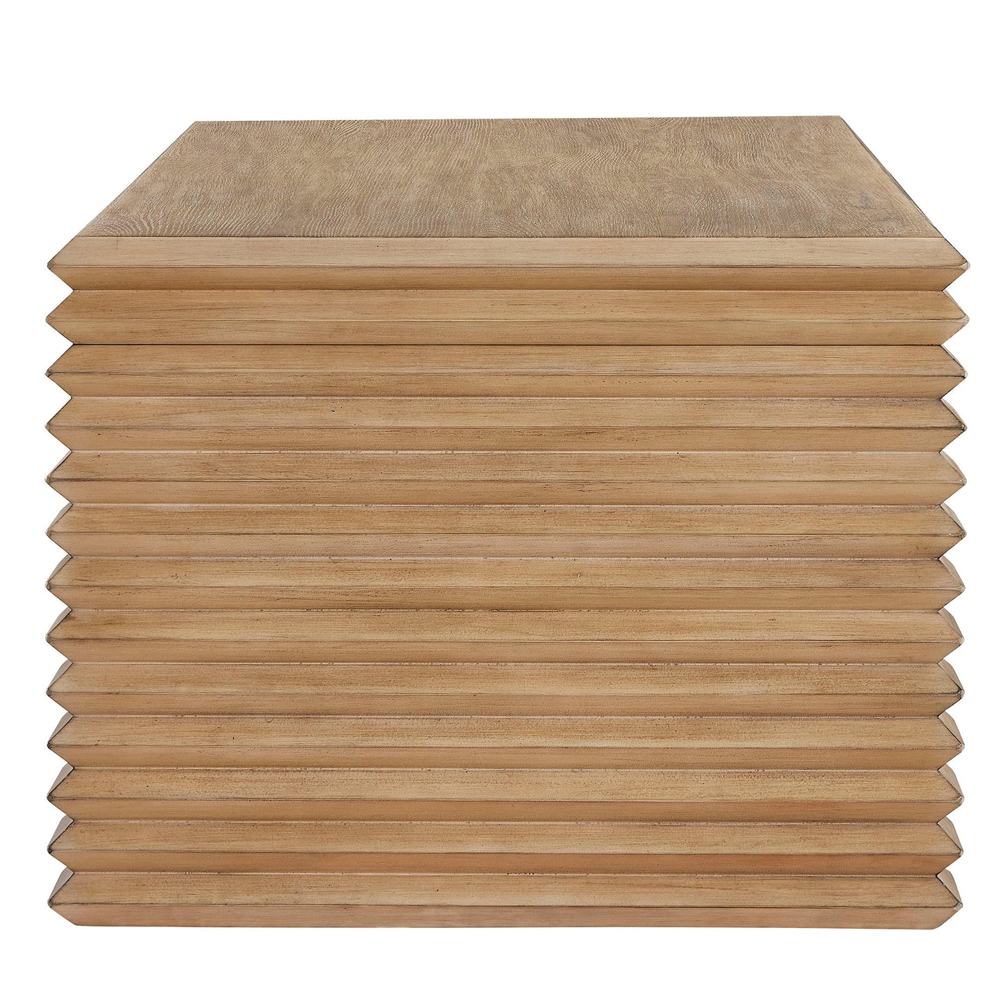 Canto Rectangular Stacked Design Coffee Table in Weathered Oak – Modern Living Room Centerpiece