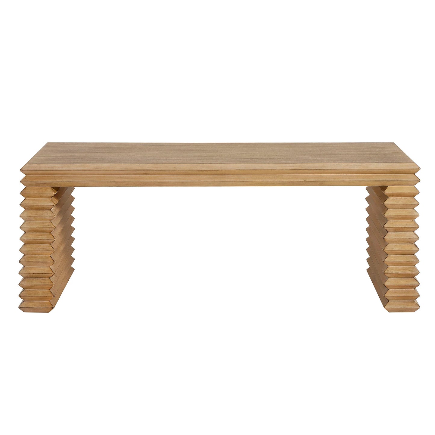 Canto Rectangular Stacked Design Coffee Table in Weathered Oak – Modern Living Room Centerpiece