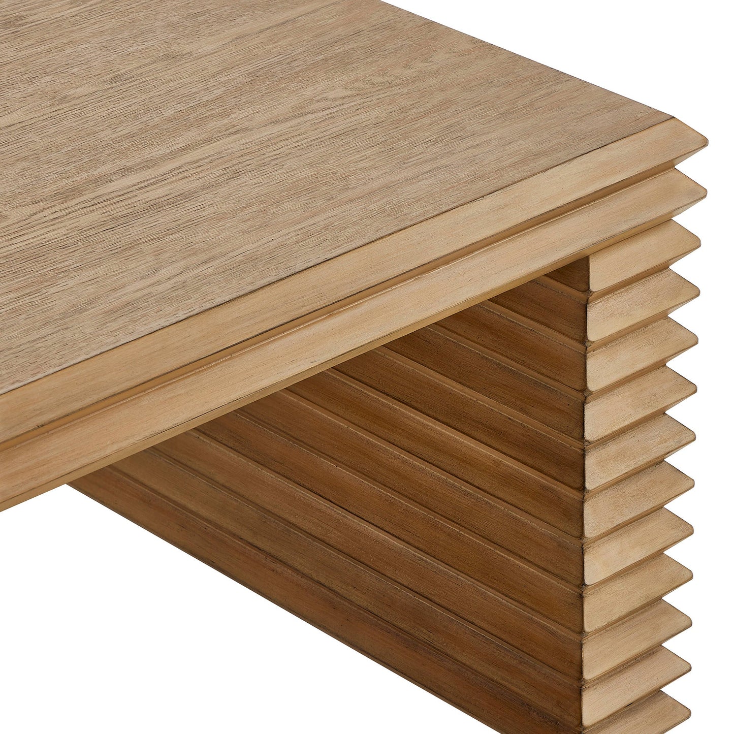 Canto Rectangular Stacked Design Coffee Table in Weathered Oak – Modern Living Room Centerpiece