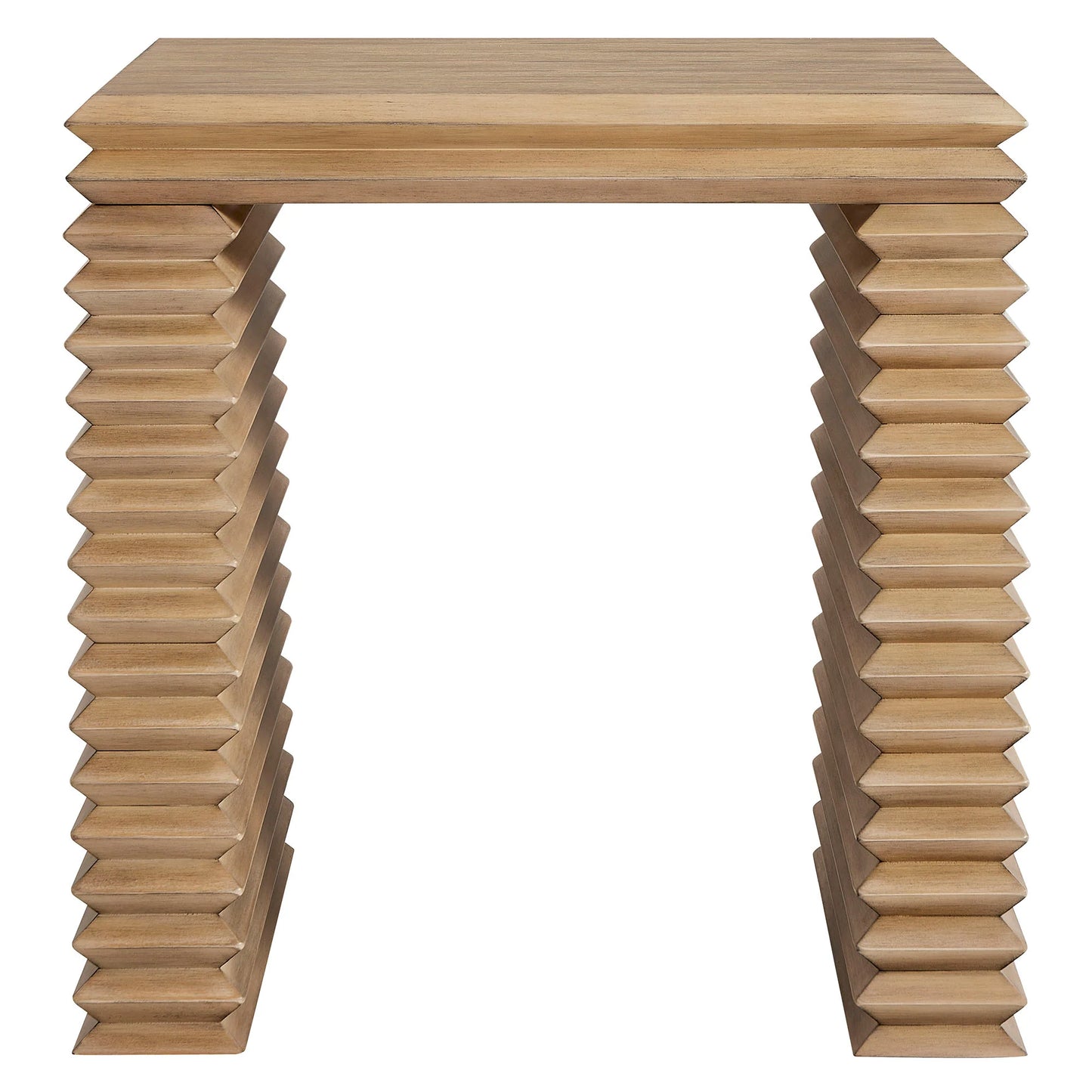 Canto Square 24" Stacked Design End Table in Weathered Oak – Modern Accent Table