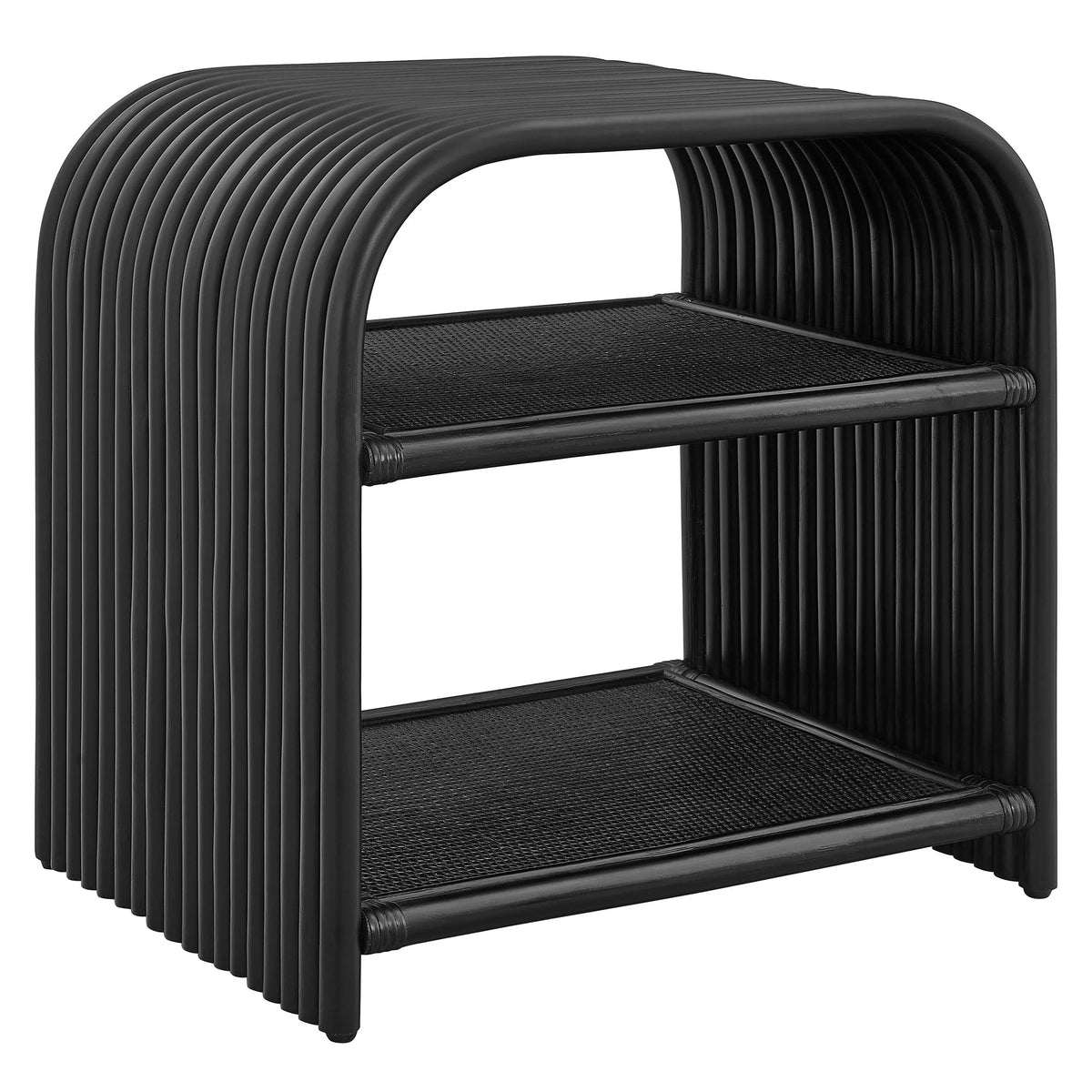 Eve Curved Natural Rattan Side Table in Natural