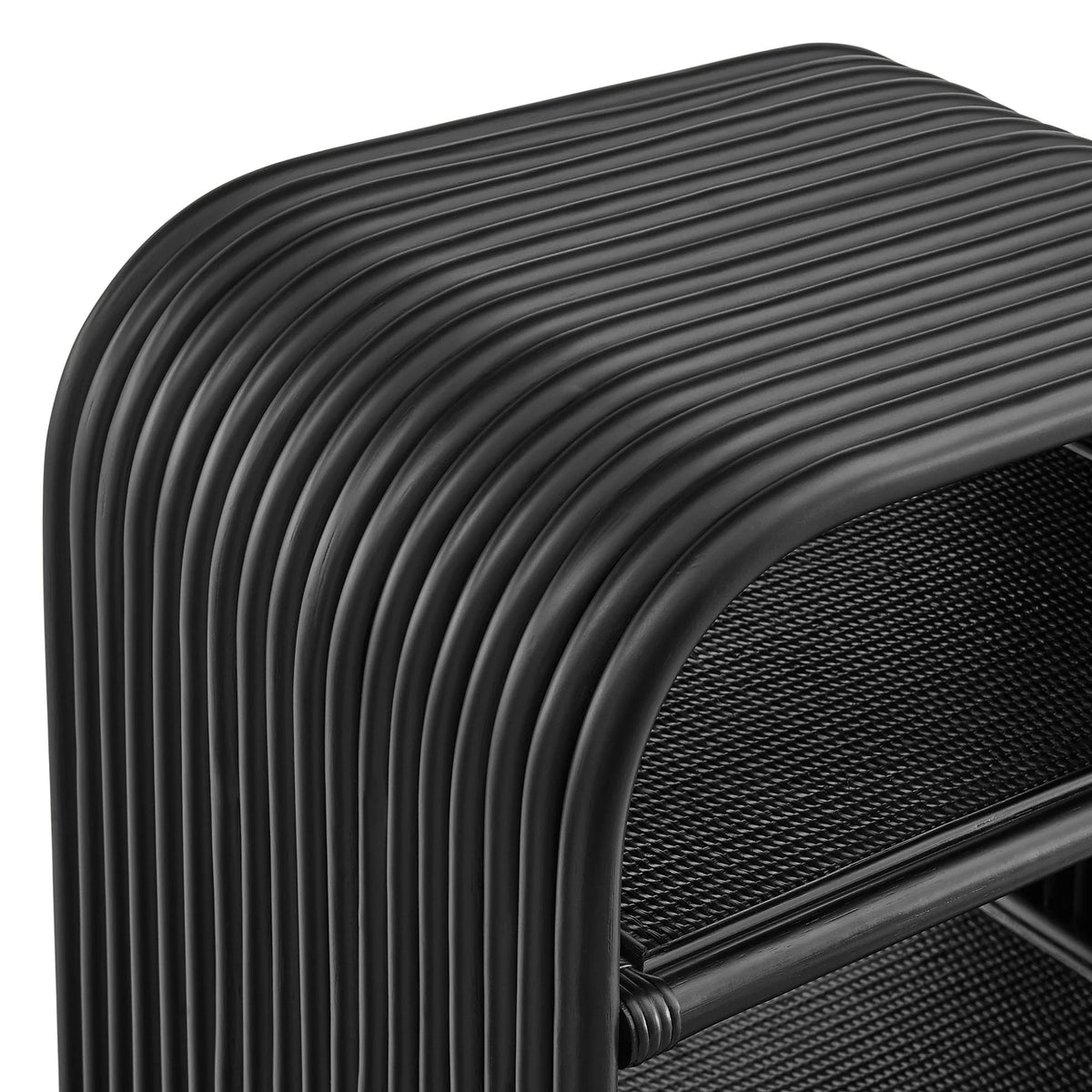 Eve Curved Natural Rattan Side Table in Natural