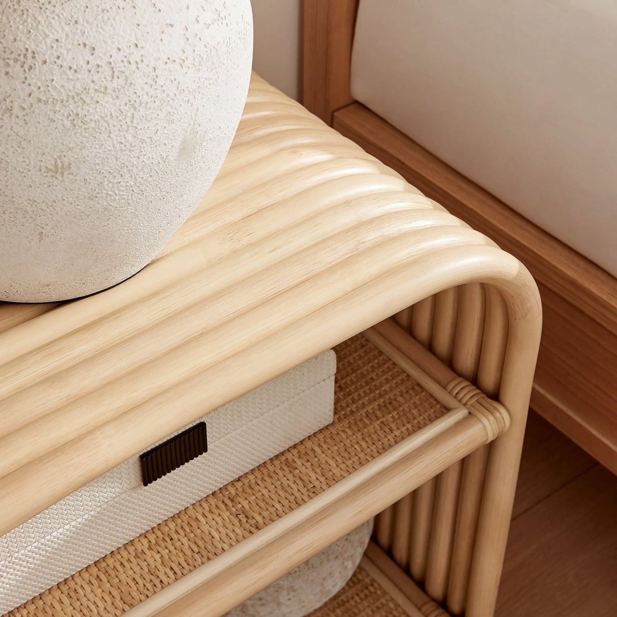 Eve Curved Natural Rattan Side Table in Natural