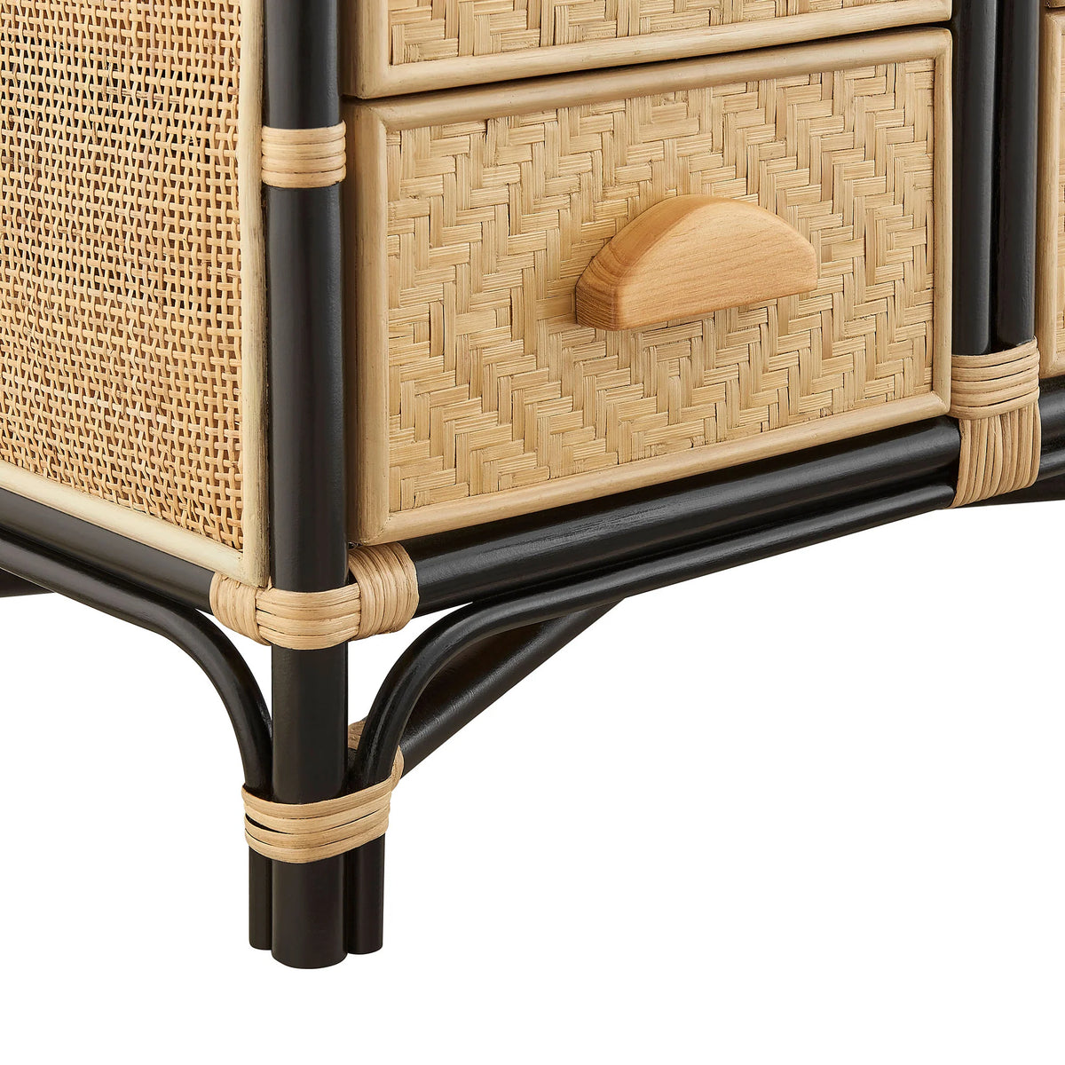 Jane 71 Inch Tall Arched Natural Rattan Bookshelf in Natural