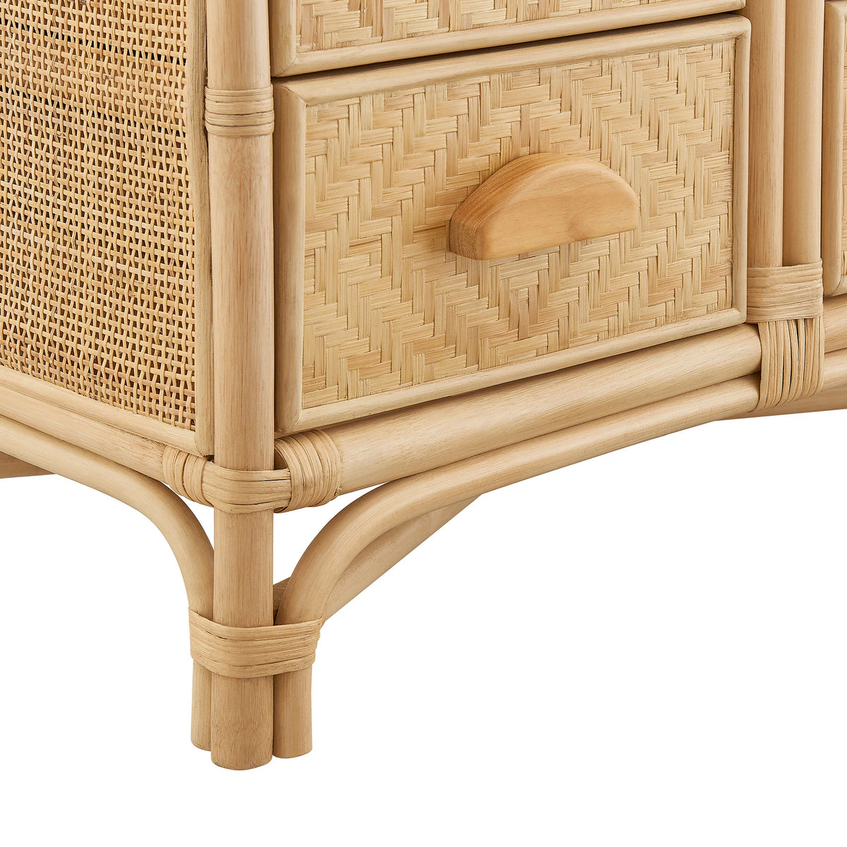 Jane 71 Inch Tall Arched Natural Rattan Bookshelf in Natural