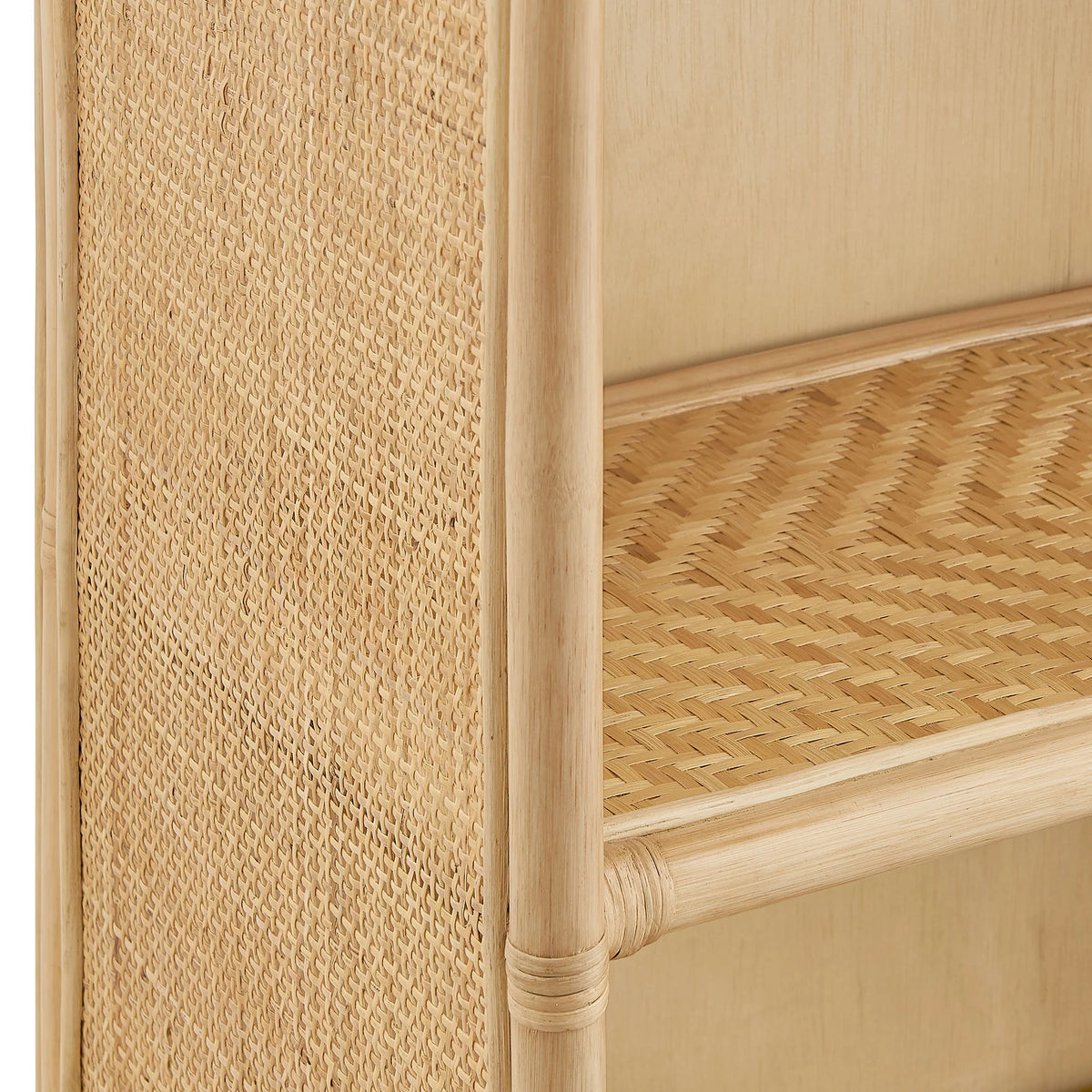 Jane 71 Inch Tall Arched Natural Rattan Bookshelf in Natural