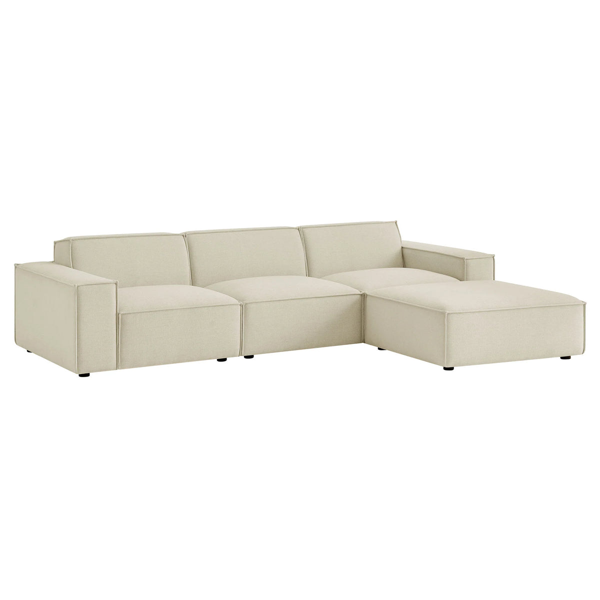 Restore 4-Piece Performance Fabric Upholstered Modular Sofa Set with Ottoman