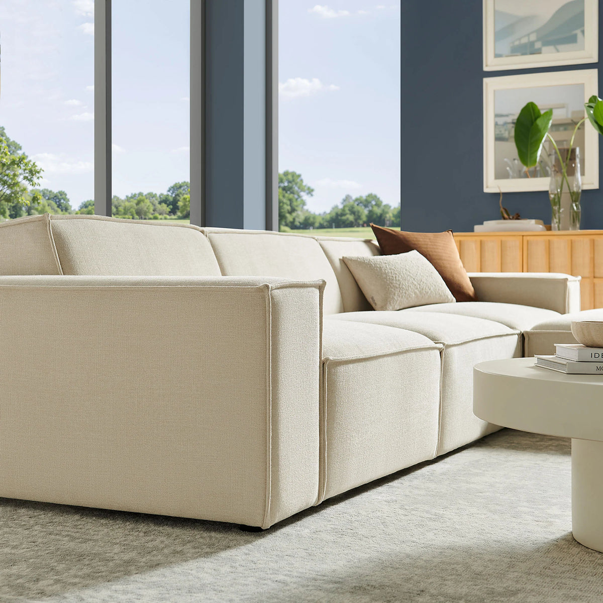Restore 4-Piece Performance Fabric Upholstered Modular Sofa Set with Ottoman