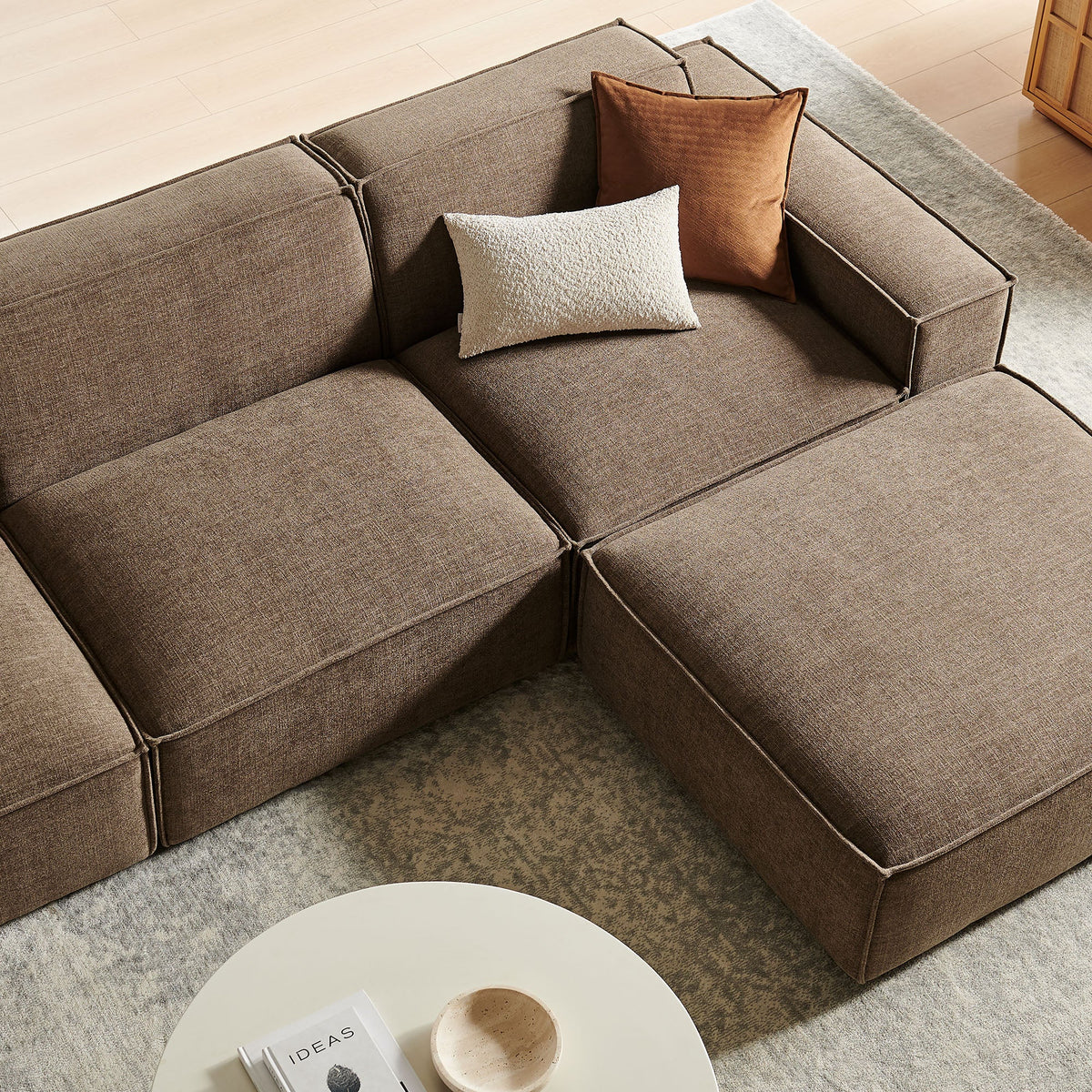 Restore 4-Piece Performance Fabric Upholstered Modular Sofa Set with Ottoman