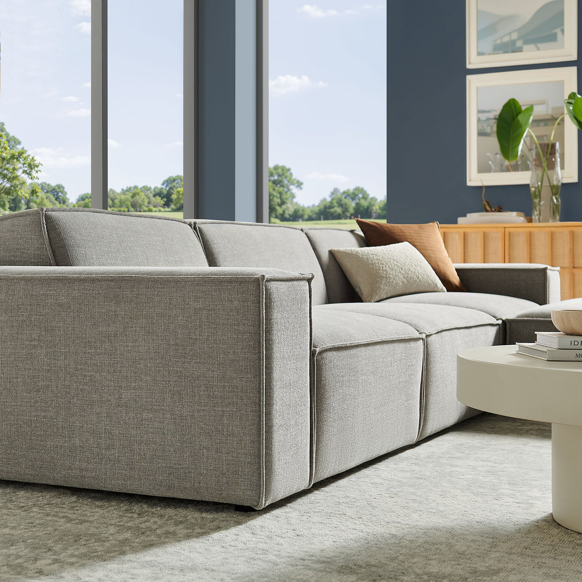 Restore 4-Piece Performance Fabric Upholstered Modular Sofa Set with Ottoman