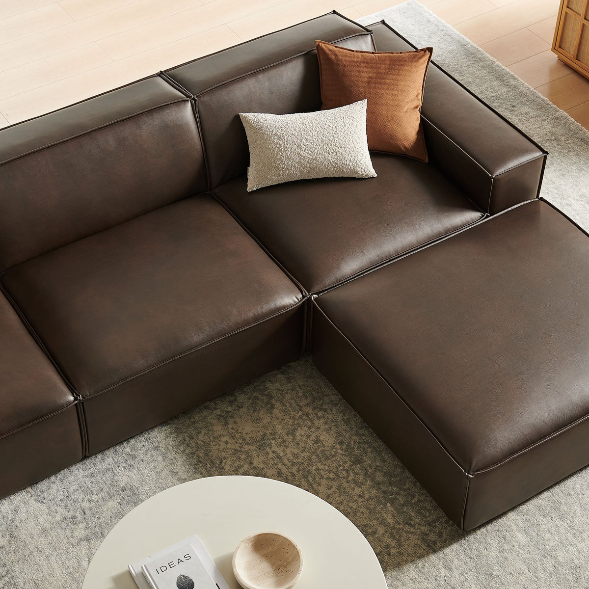 Restore 4-Piece Vegan Leather Modular Sofa Set with Ottoman