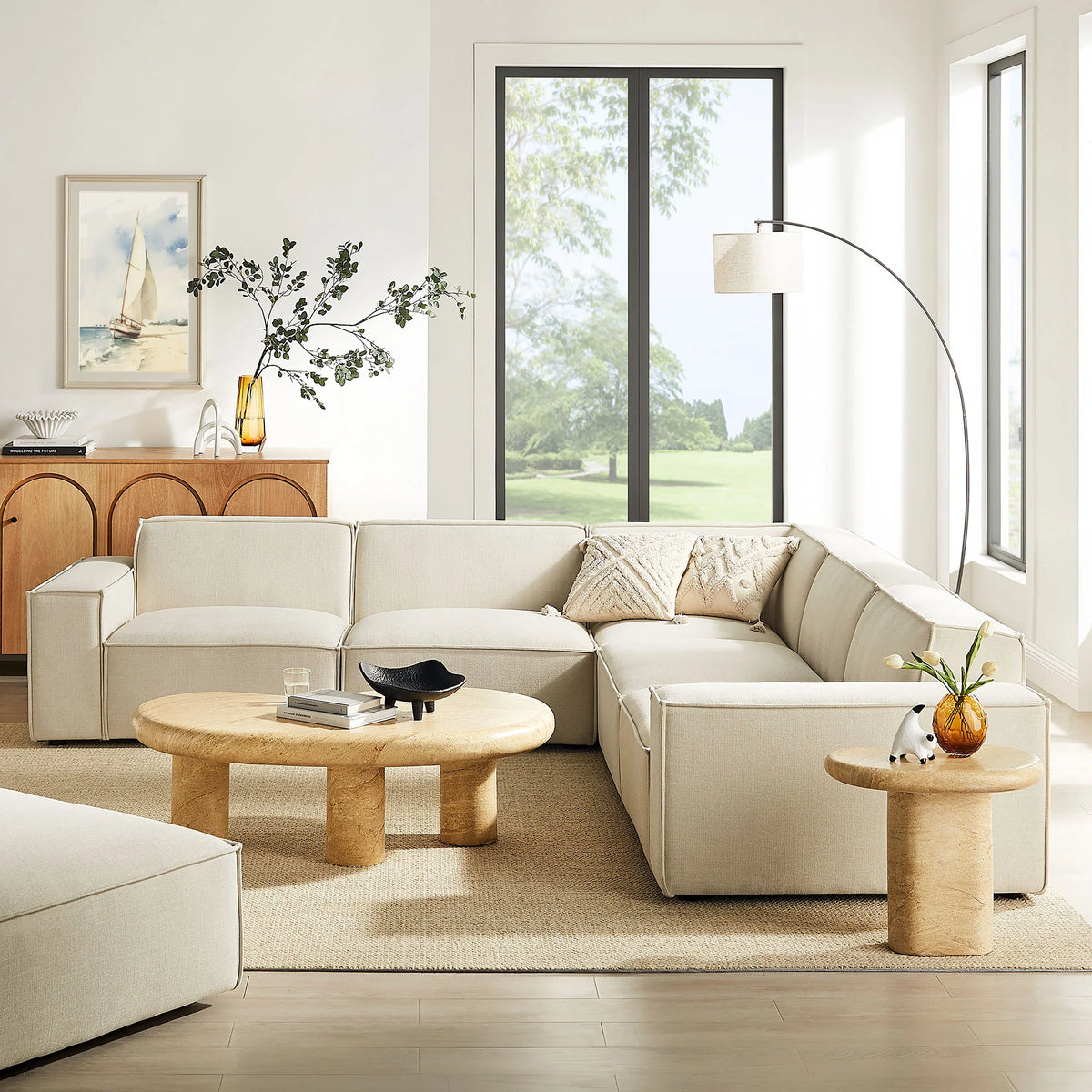 Restore 5-Piece Performance Fabric Upholstered Modular L-Shaped Sofa