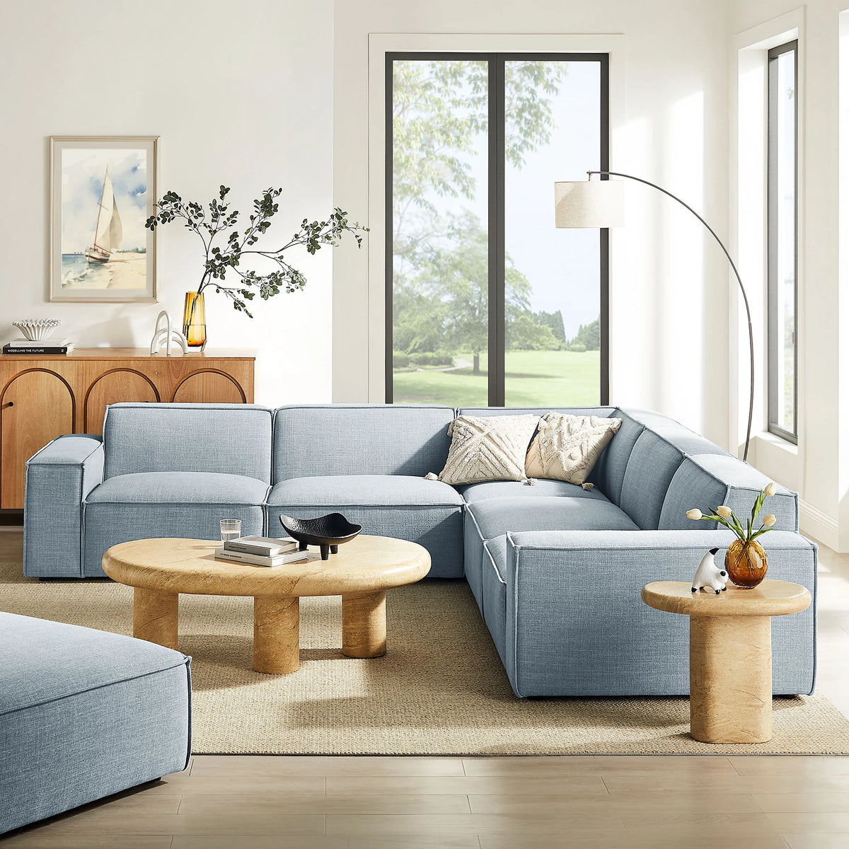 Restore 5-Piece Performance Fabric Upholstered Modular L-Shaped Sofa