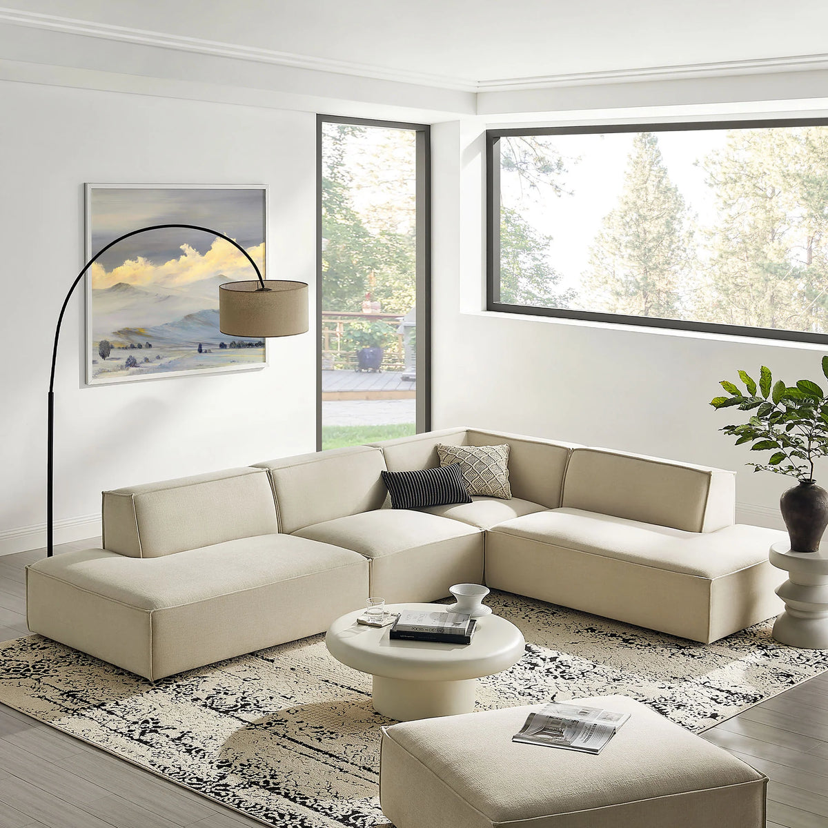 Restore 4‑Piece Performance Fabric L‑Shaped Modular Sectional Sofa