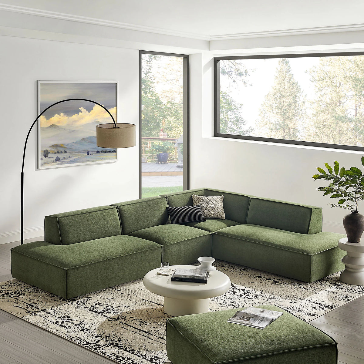 Restore 4‑Piece Performance Fabric L‑Shaped Modular Sectional Sofa