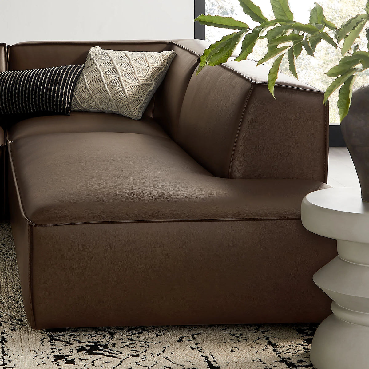 Restore 4-Piece Vegan Leather Modular L-Shaped Armless Sectional Sofa