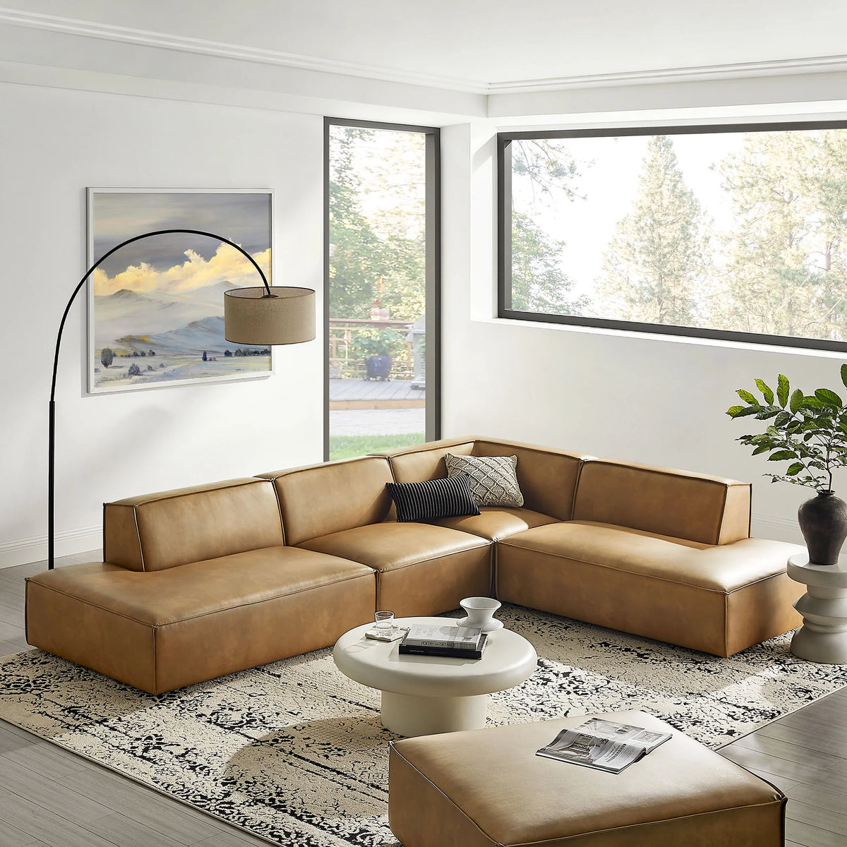 Restore 4-Piece Vegan Leather Modular L-Shaped Armless Sectional Sofa