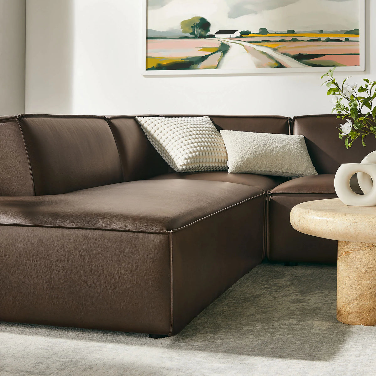 Restore 6-Piece Vegan Leather U-Shaped Armless Sectional Sofa