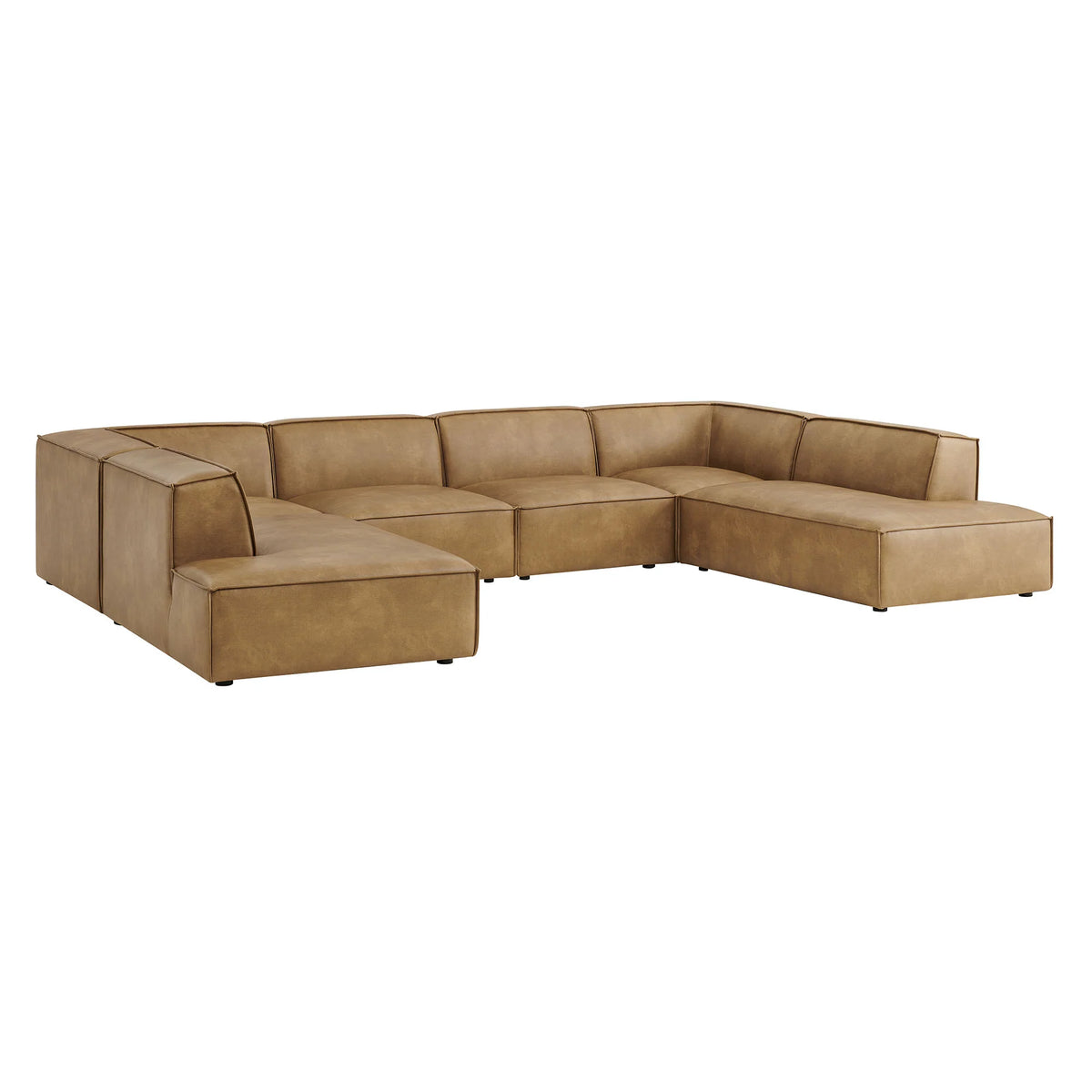 Restore 6-Piece Vegan Leather U-Shaped Armless Sectional Sofa