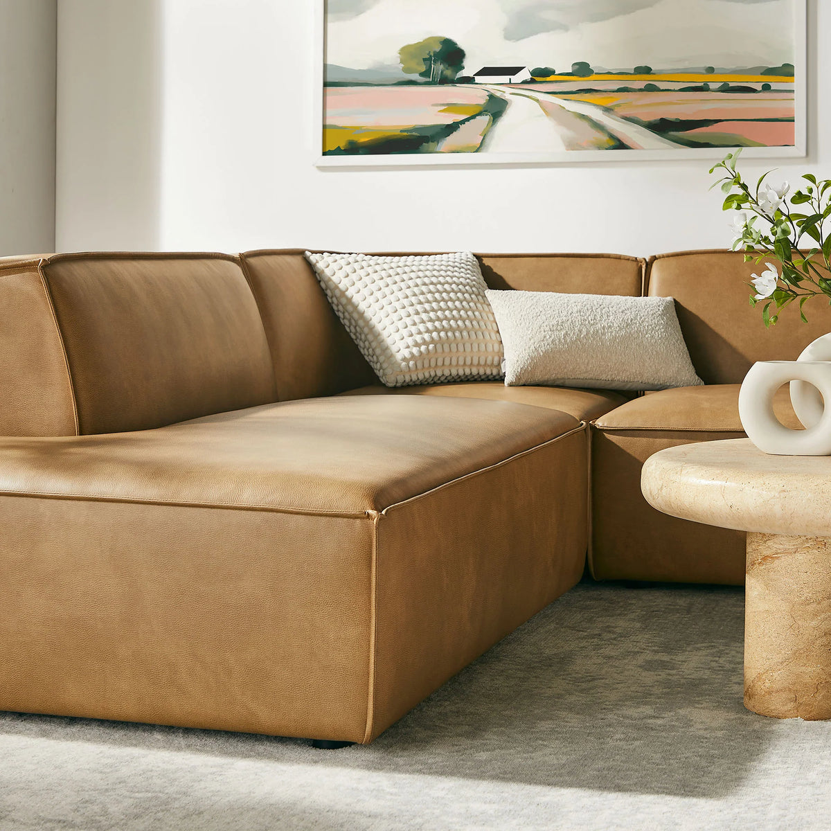 Restore 6-Piece Vegan Leather U-Shaped Armless Sectional Sofa