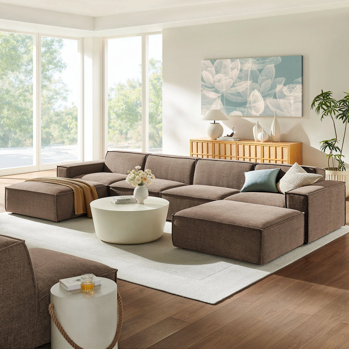 Restore 6-Piece Performance Fabric Upholstered Modular Sectional Sofa