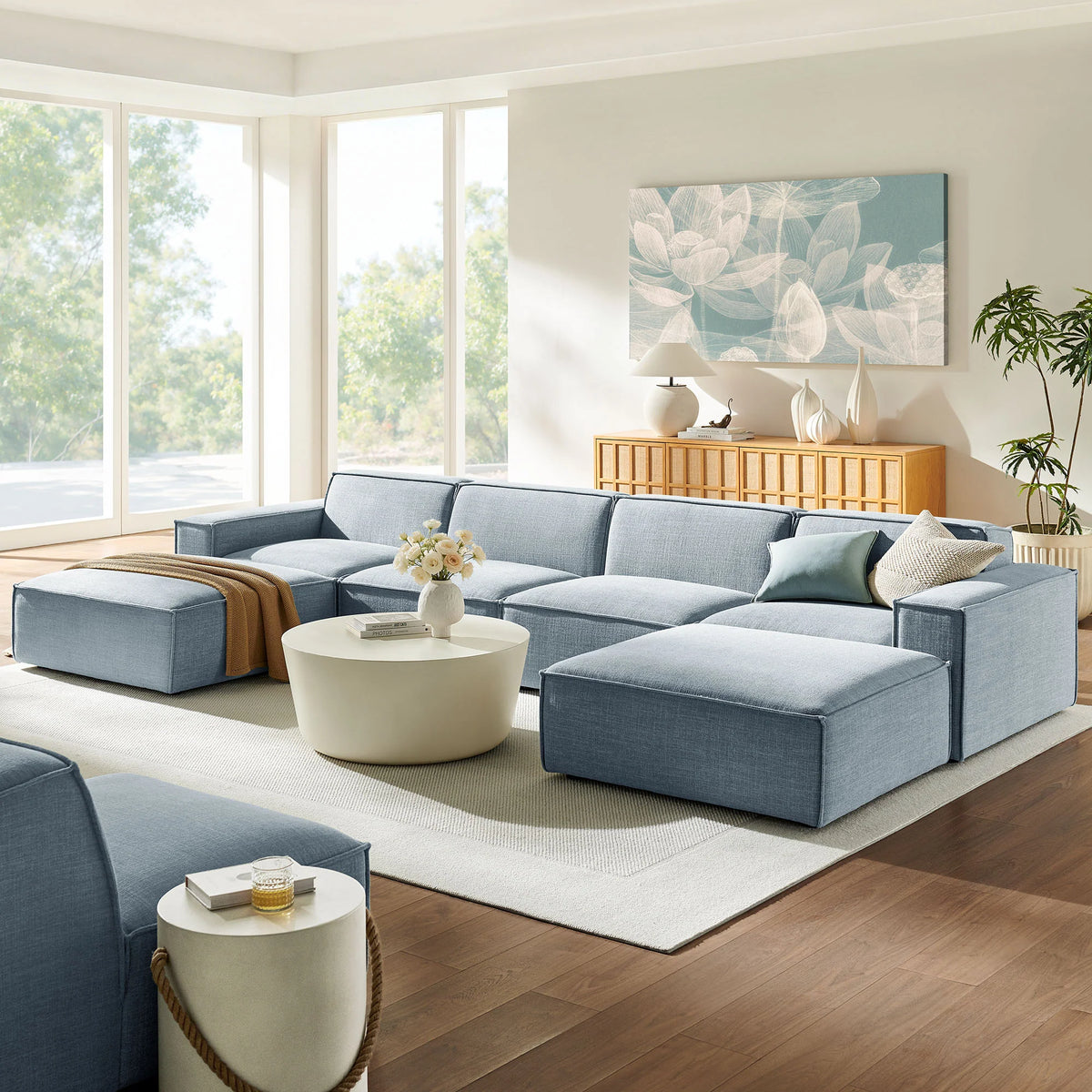 Restore 6-Piece Performance Fabric Upholstered Modular Sectional Sofa