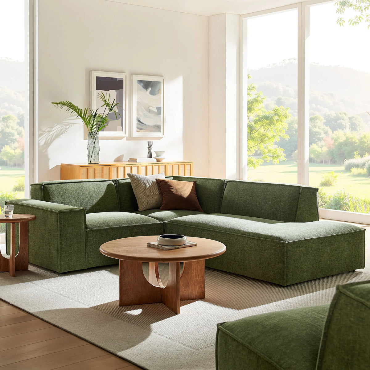 Restore 3-Piece Performance Fabric Upholstered Modular L-Shaped Sectional Sofa