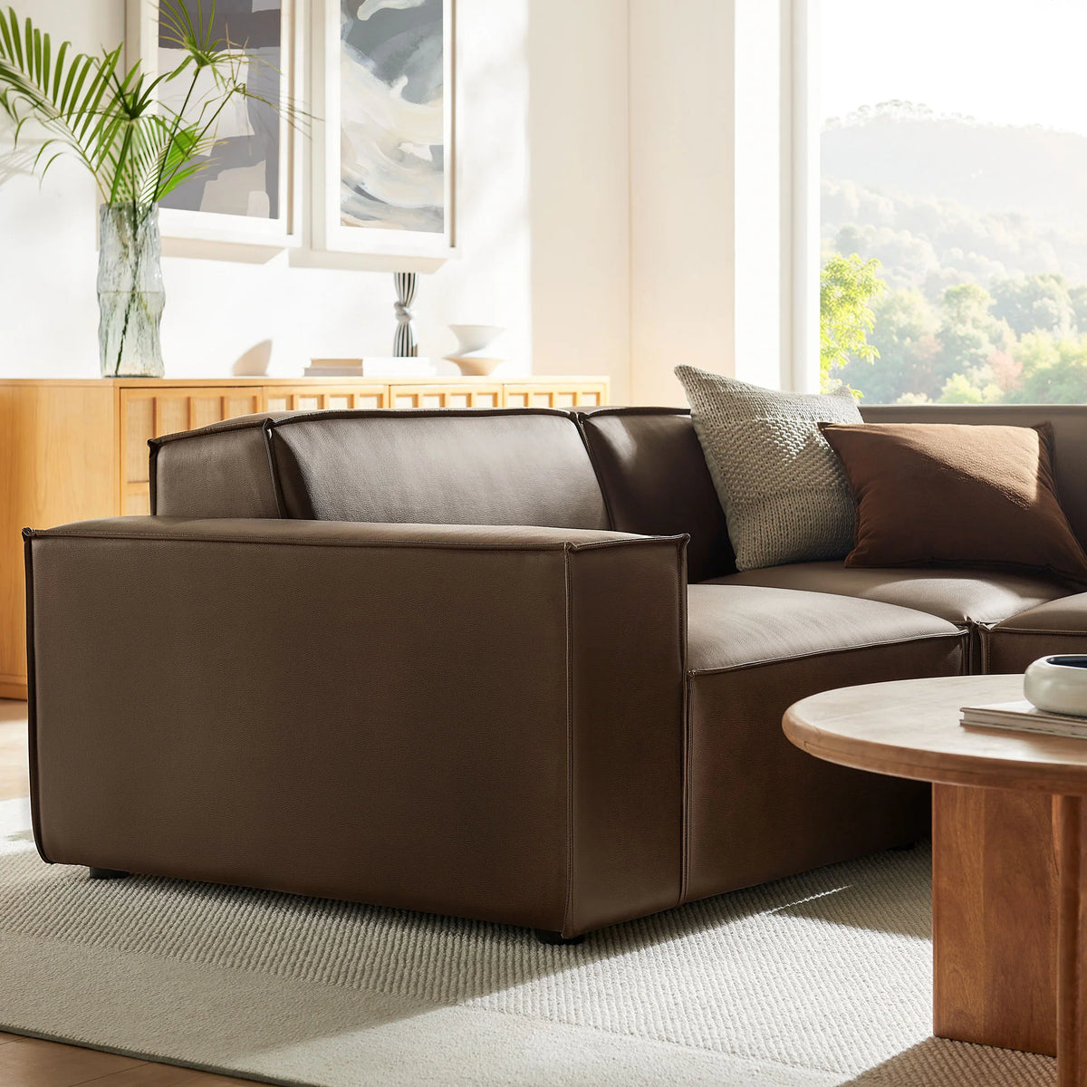 Restore 3-Piece Vegan Leather Modular L-Shaped Sectional Sofa