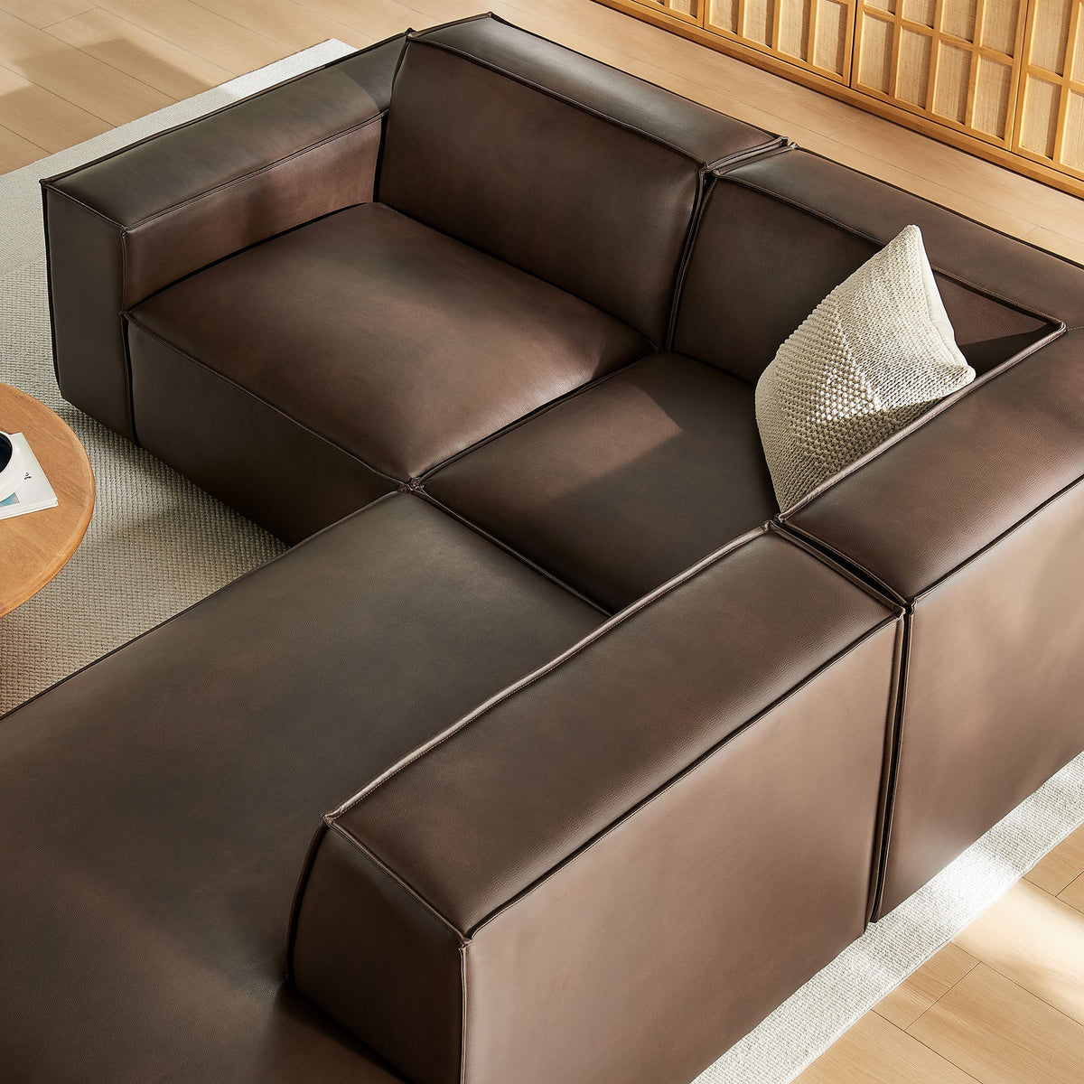 Restore 3-Piece Vegan Leather Modular L-Shaped Sectional Sofa