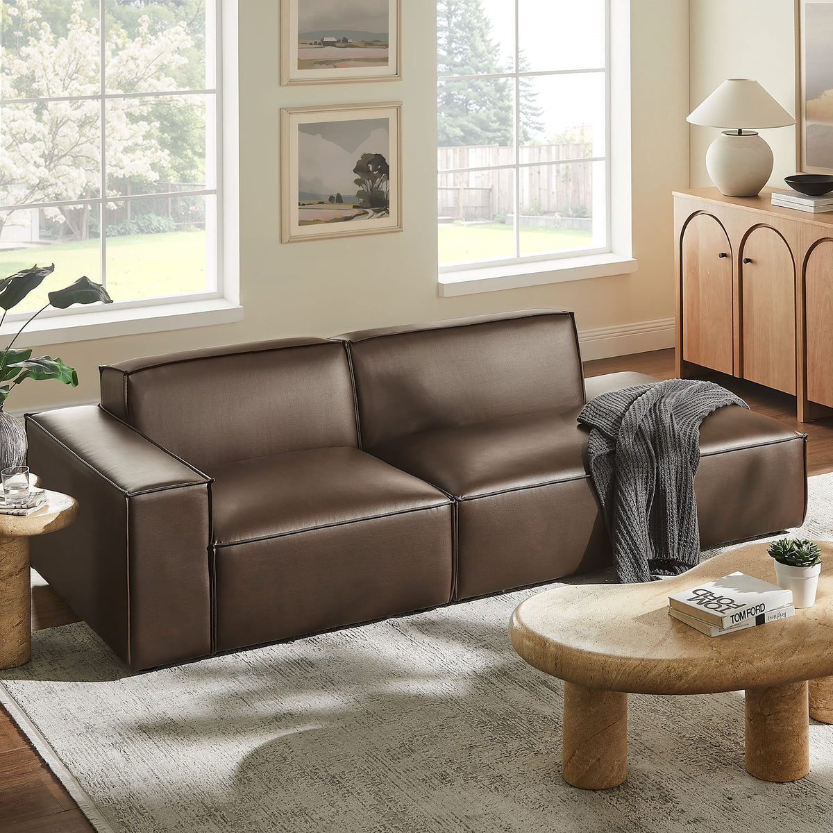 Restore 2-Piece Vegan Leather Modular Loveseat