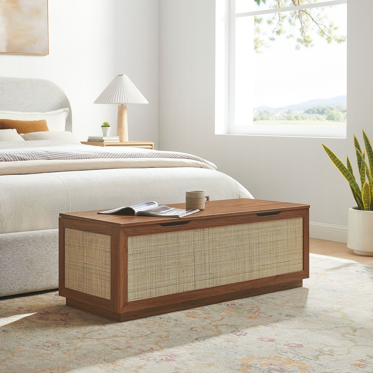 Soma Rattan Storage Bench – Natural Woven Design with Hidden Storage