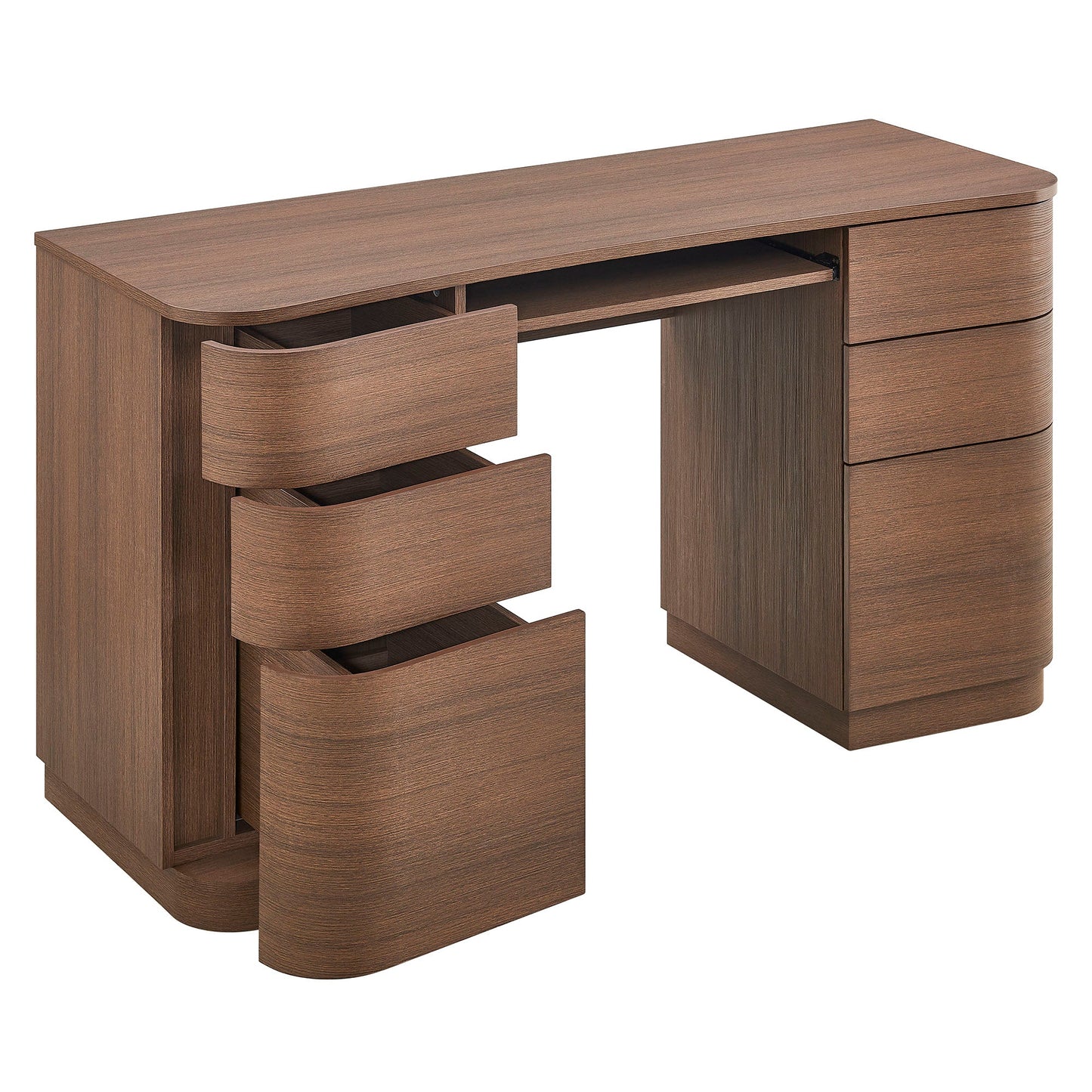 Mirae 55'' Curved Office Desk – Modern 6-Drawer Executive Workstation