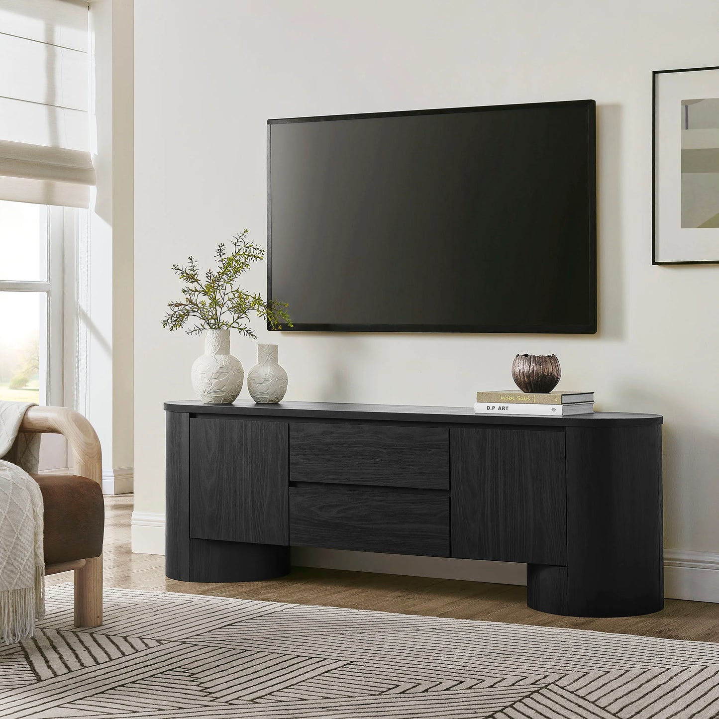 Duval 71-Inch Oval TV Cabinet – Modern Media Console with Sleek Design