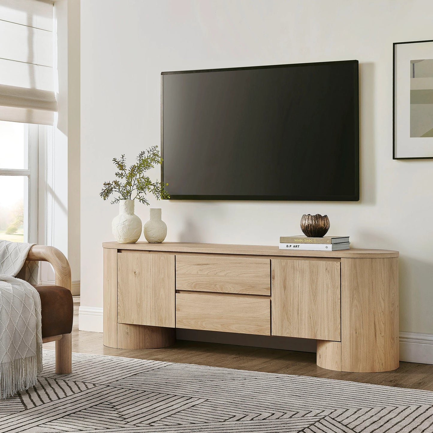 Duval 71-Inch Oval TV Cabinet – Modern Media Console with Sleek Design