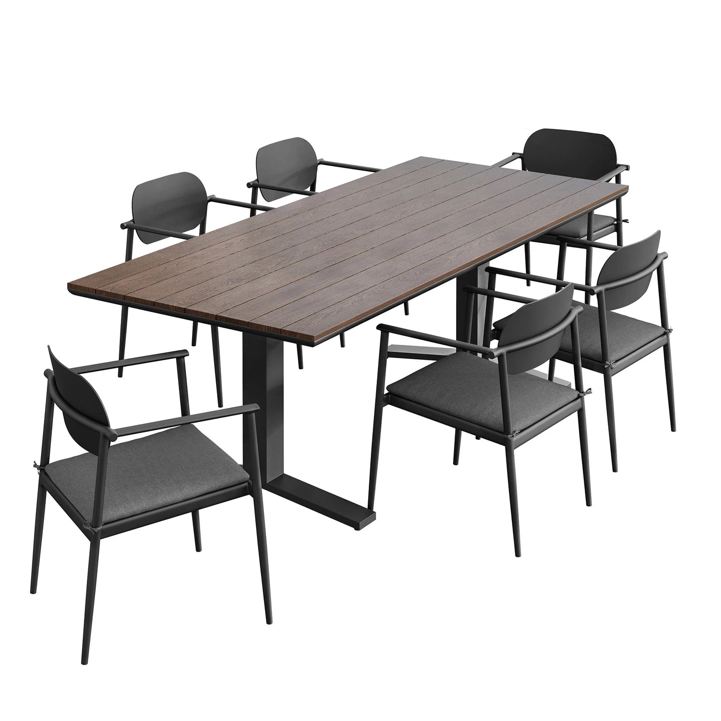 Aeris 7-Piece Outdoor Patio Dining Set – Aluminum Construction in Charcoal