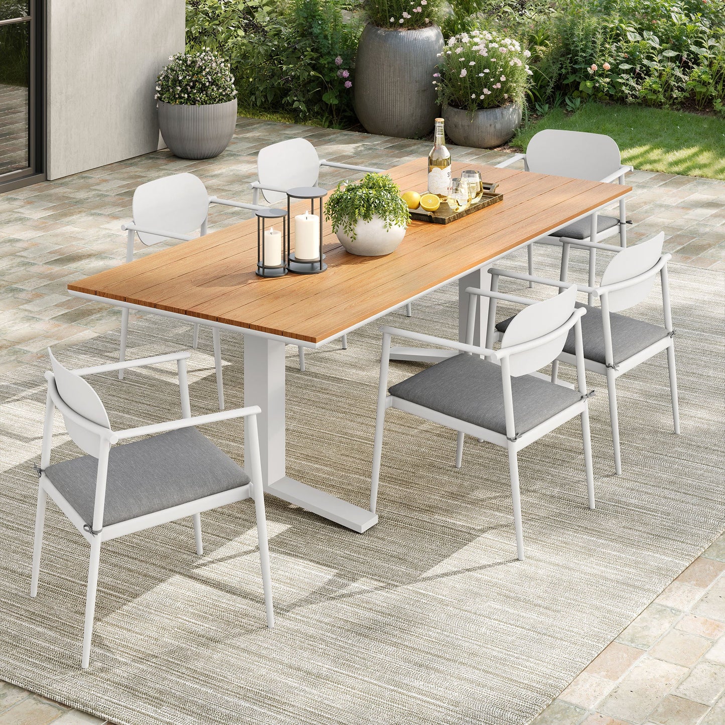 Aeris 7-Piece Outdoor Patio Dining Set – Aluminum Construction in Charcoal