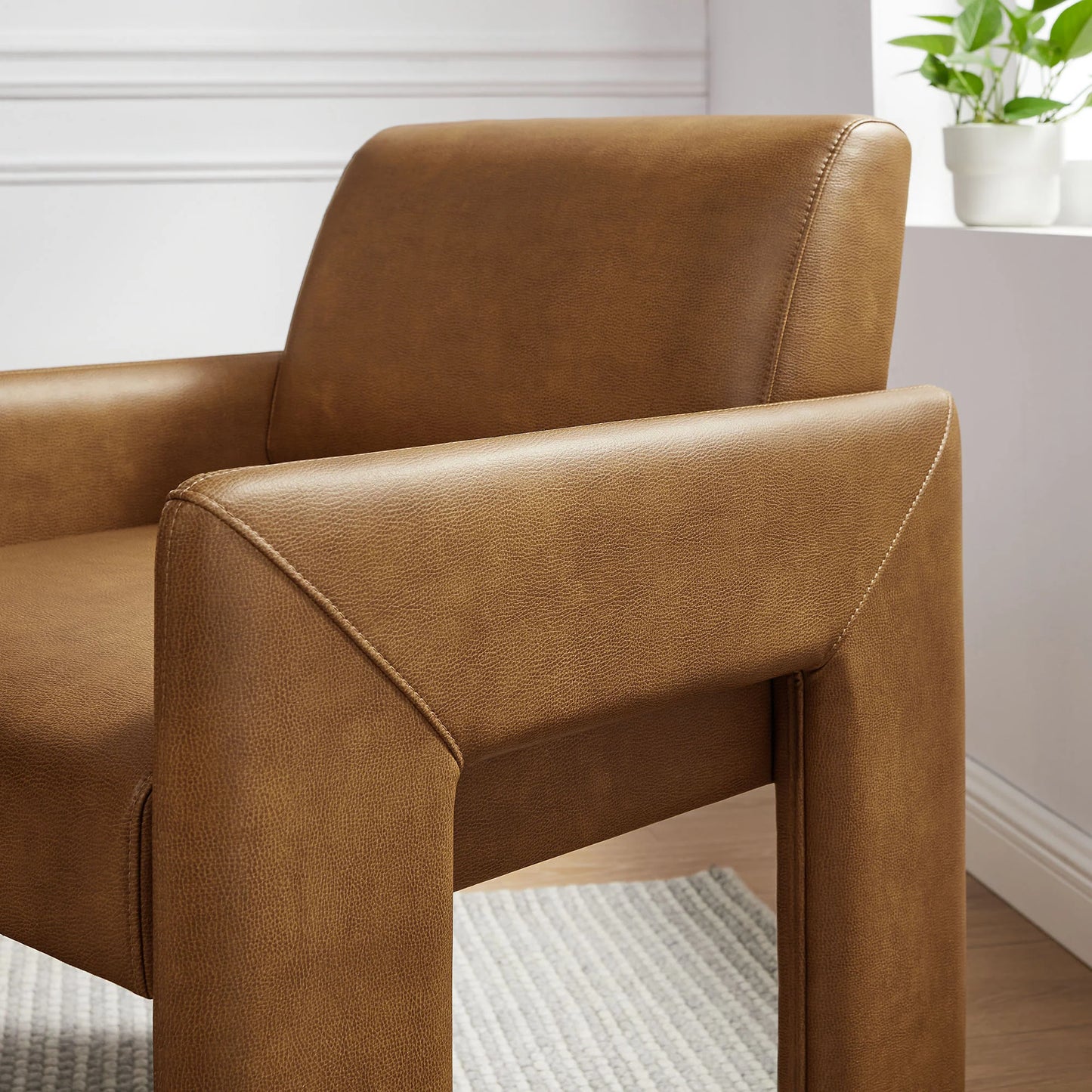 Daven Vegan Leather Dining Armchair – Modern Upholstered Seating with Arms