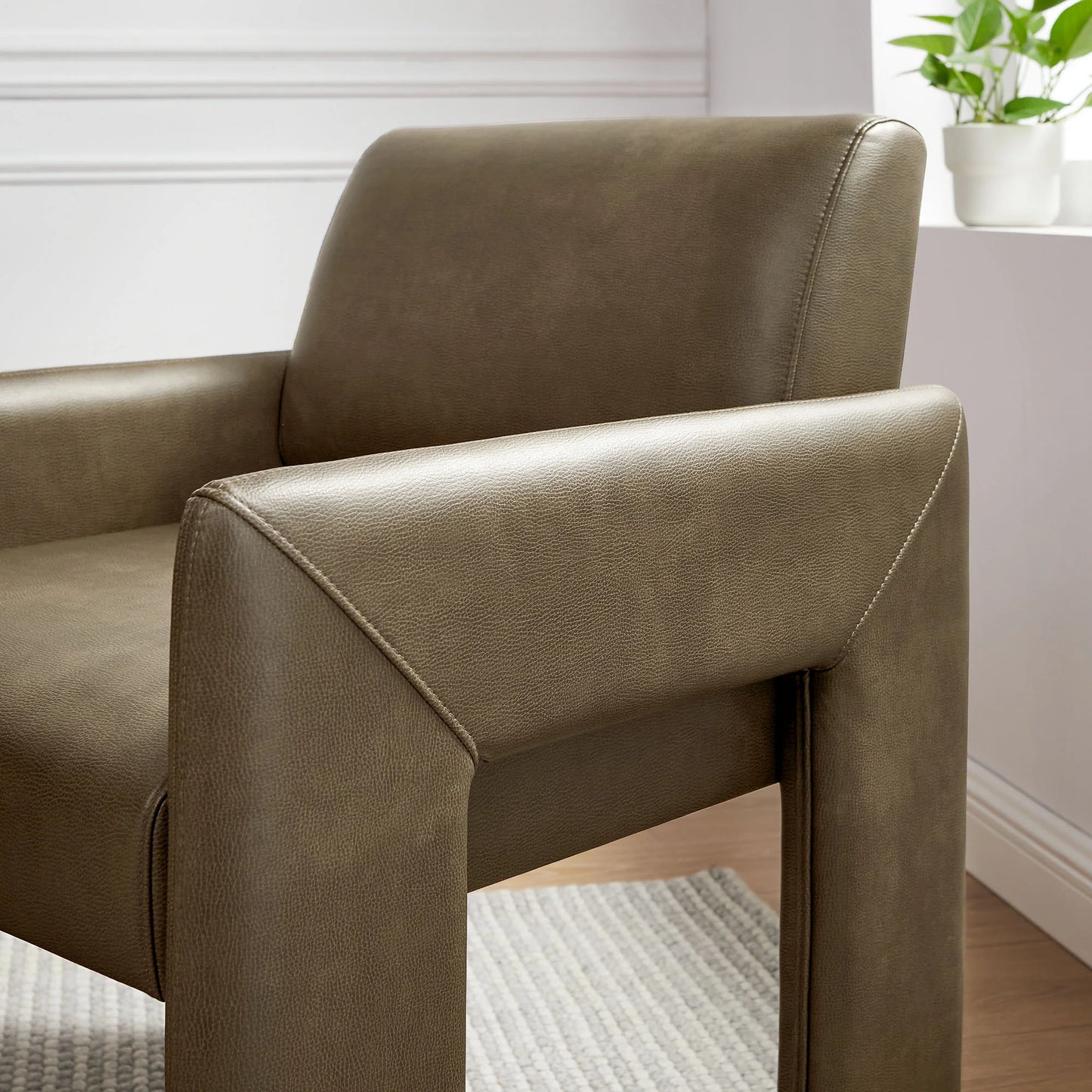 Daven Vegan Leather Dining Armchair – Modern Upholstered Seating with Arms