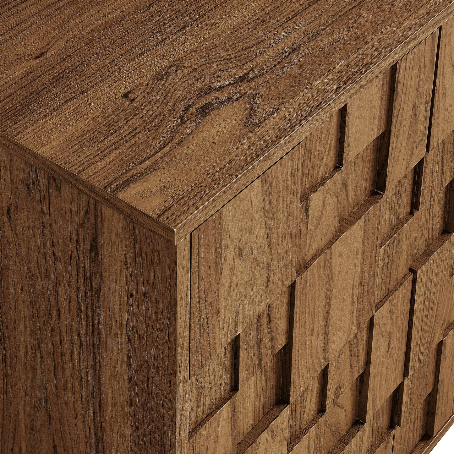 Owen 59" Geometric Sideboard in Walnut – 4-Door Modern Storage Cabinet