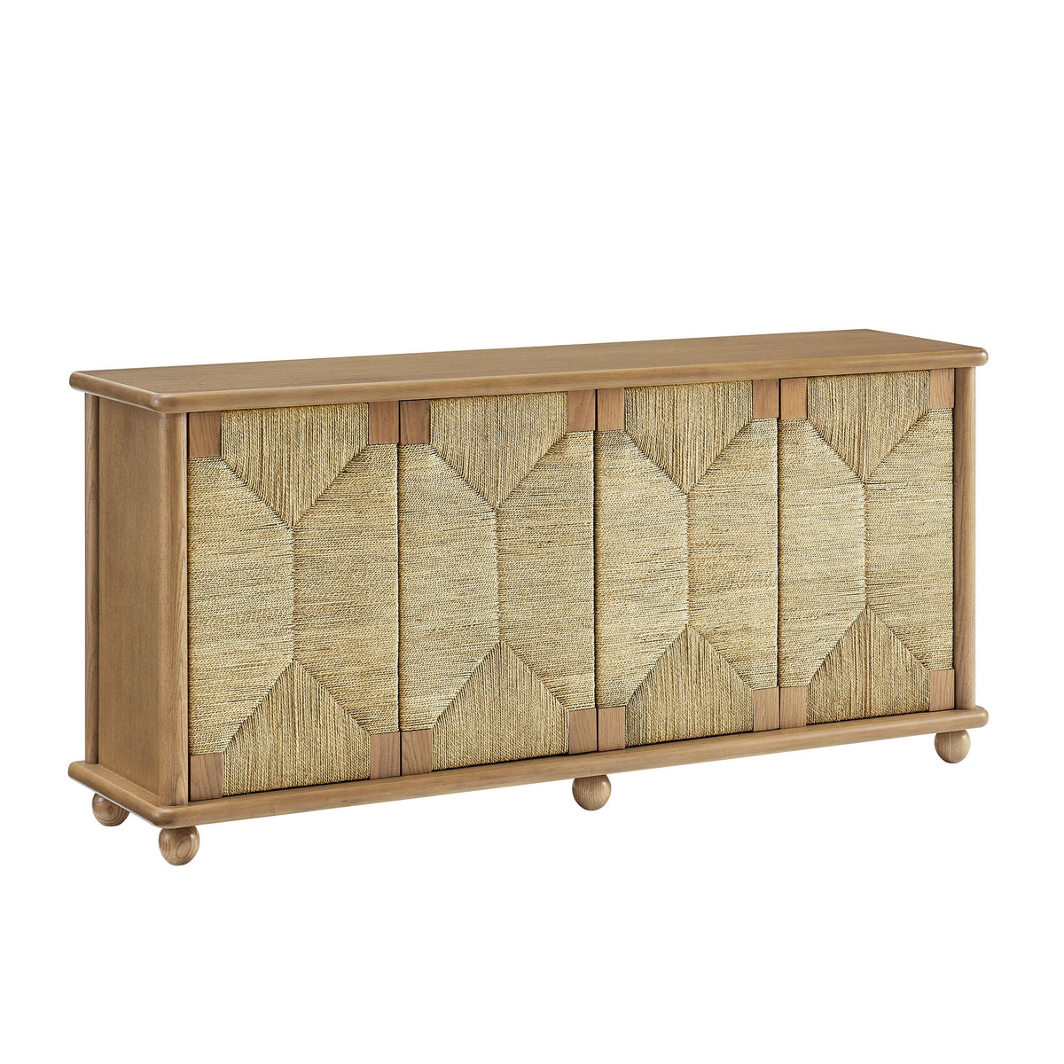 Marola 71 Inch Oak Wood Seagrass Sideboard in Oak
