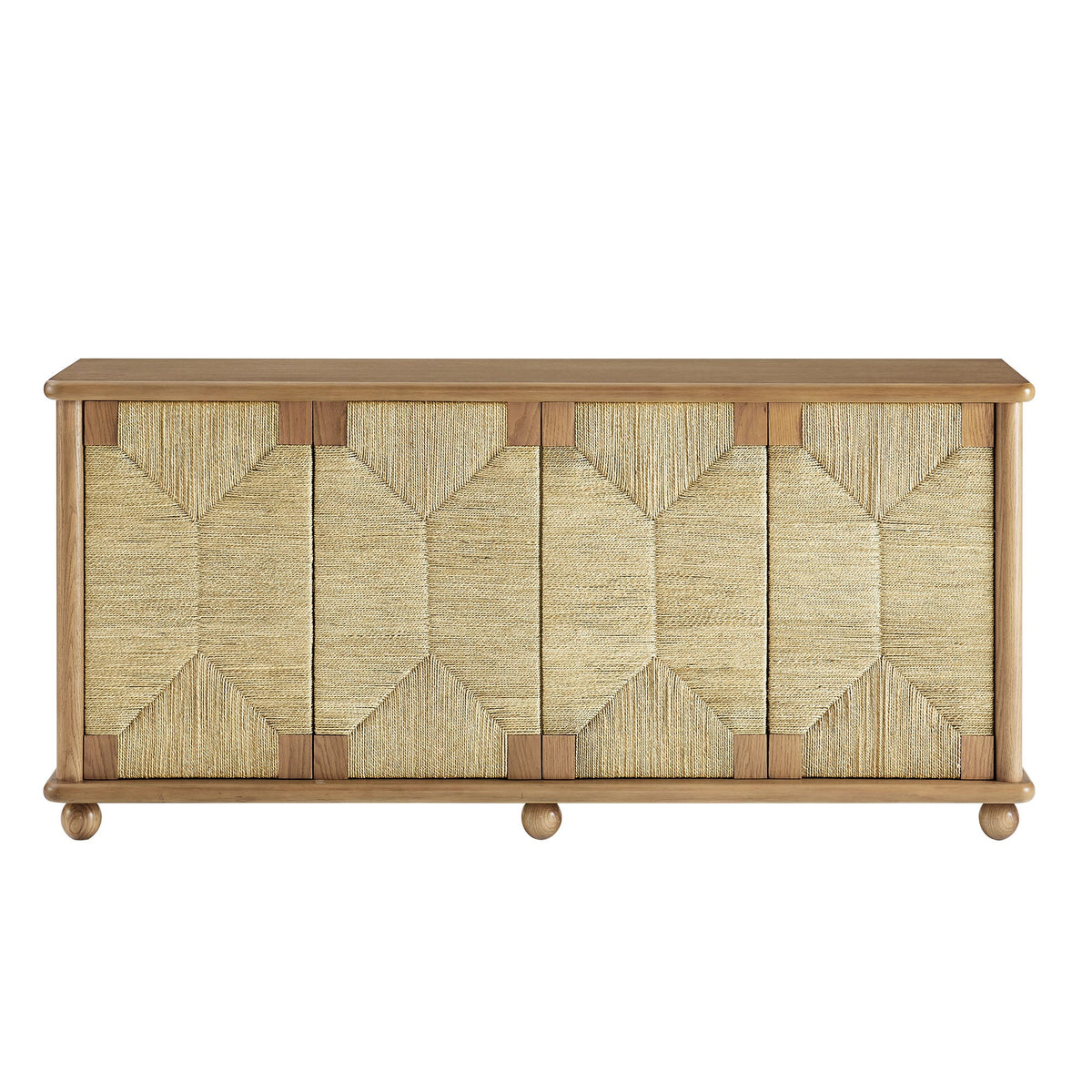 Marola 71 Inch Oak Wood Seagrass Sideboard in Oak