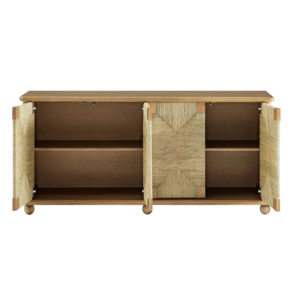 Marola 71 Inch Oak Wood Seagrass Sideboard in Oak