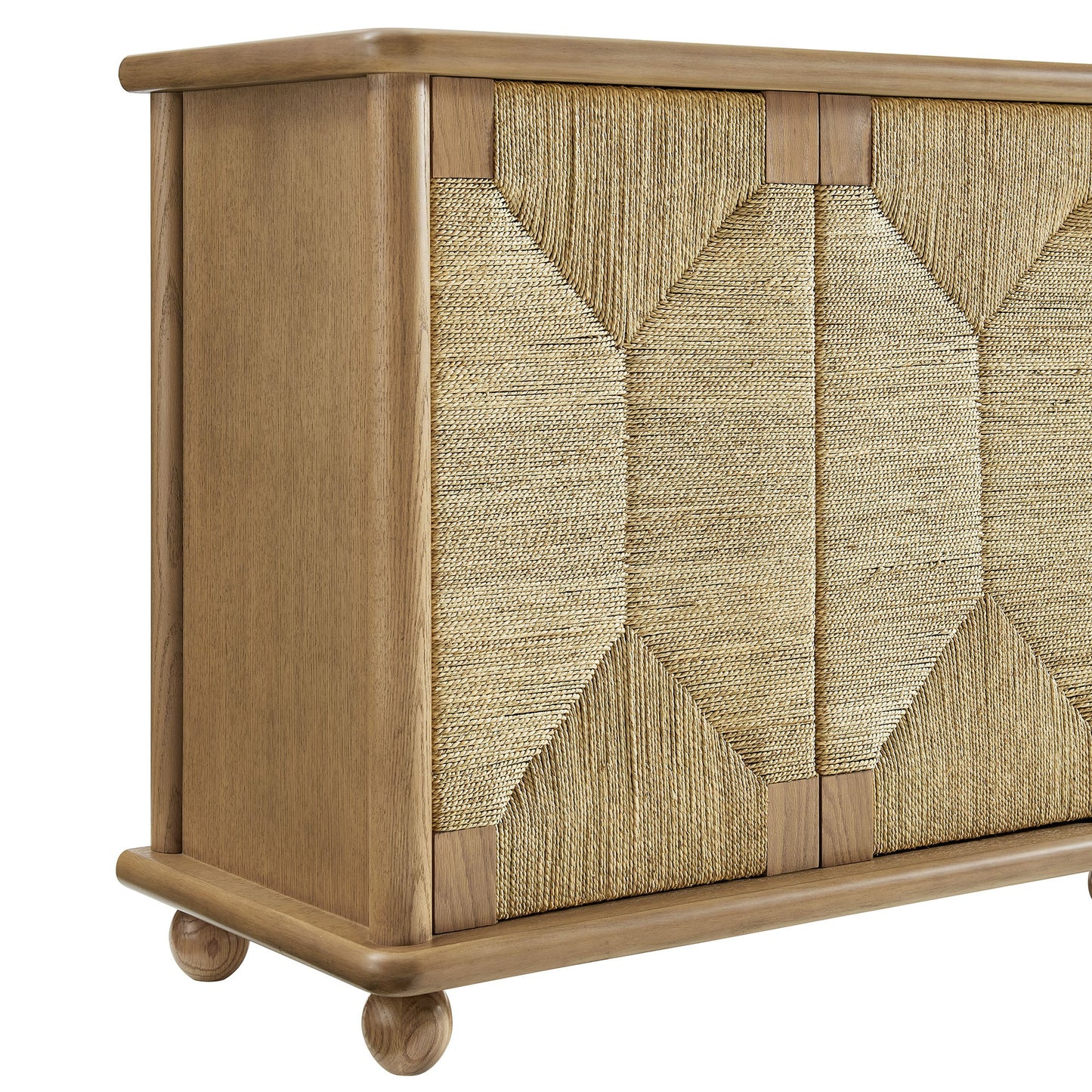 Marola 71 Inch Oak Wood Seagrass Sideboard in Oak