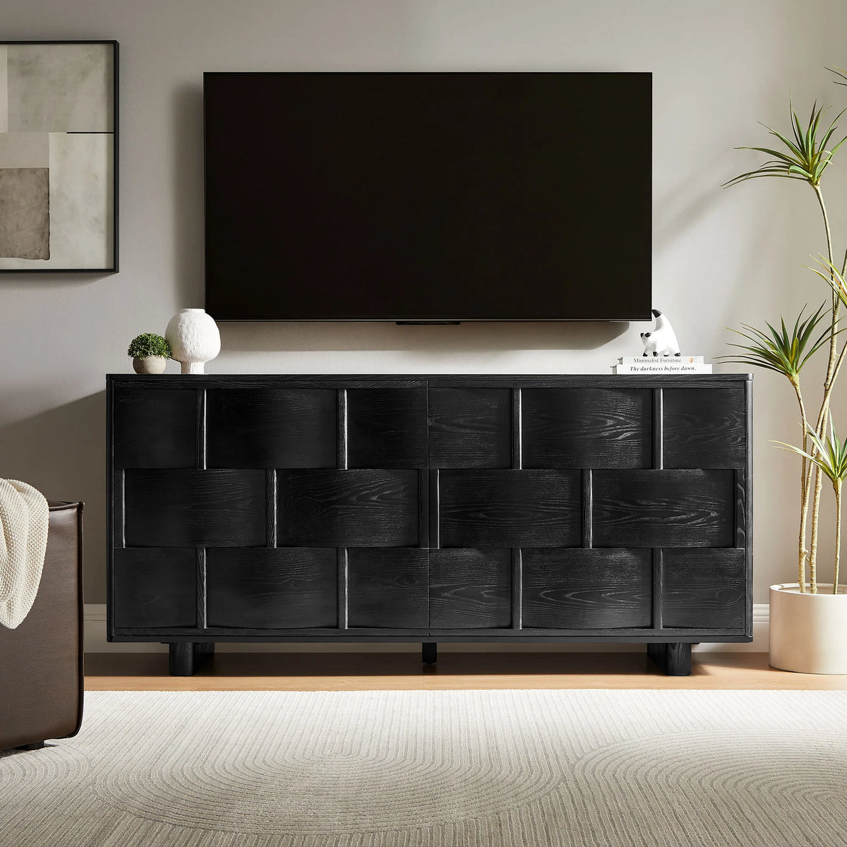 Foundry 71" Woven Design Buffet Storage Cabinet