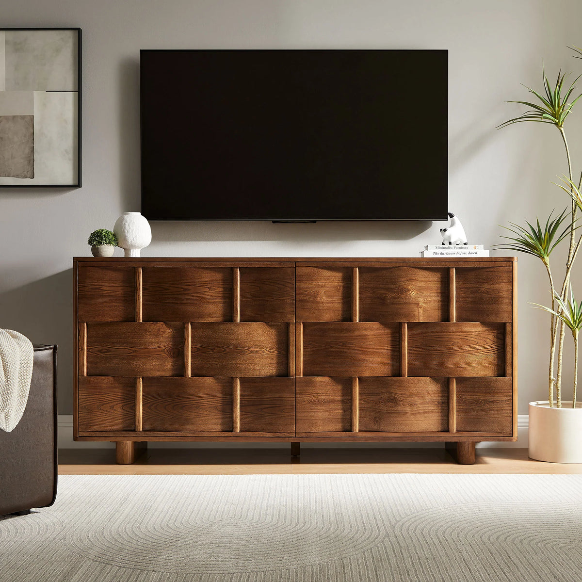 Foundry 71" Woven Design Buffet Storage Cabinet