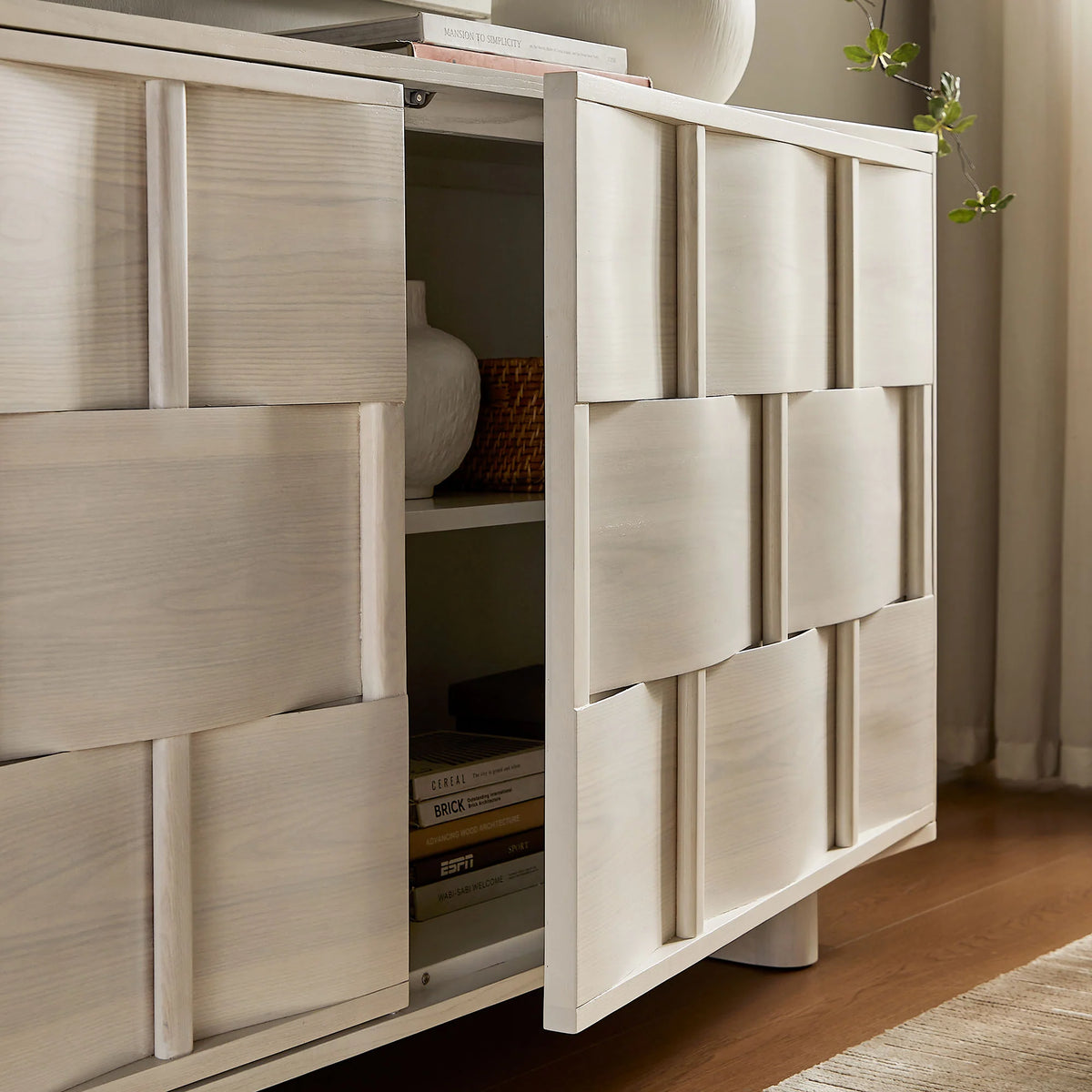 Foundry 71" Woven Design Buffet Storage Cabinet