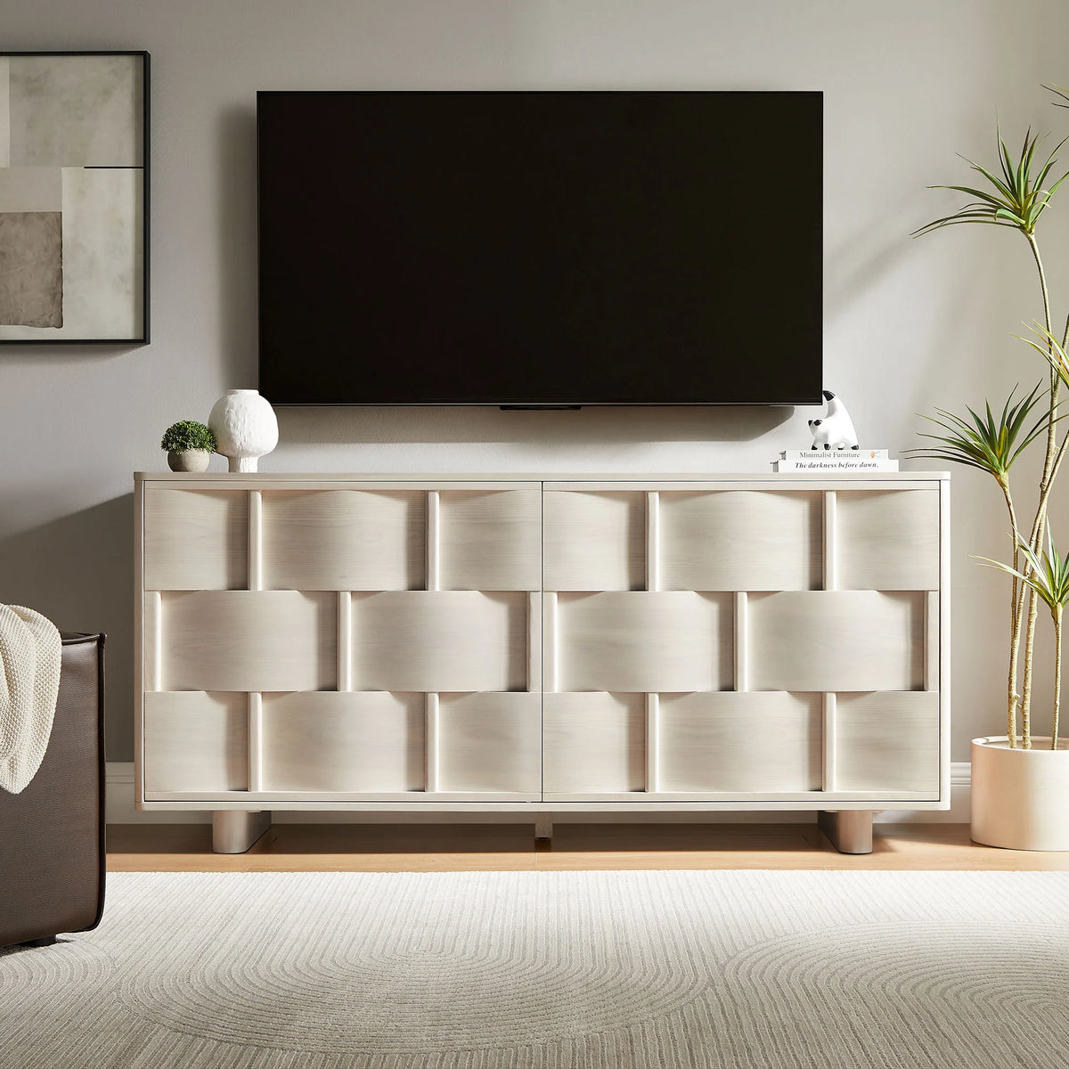 Foundry 71" Woven Design Buffet Storage Cabinet