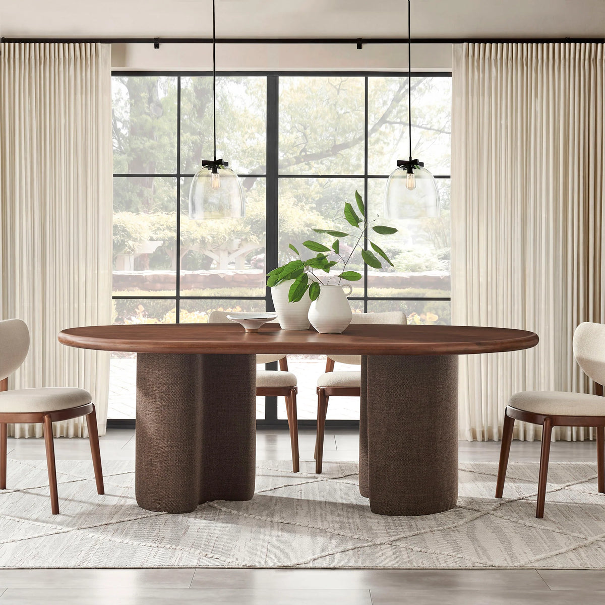 Enric 84 Inch Mango Wood Oval Dining Table