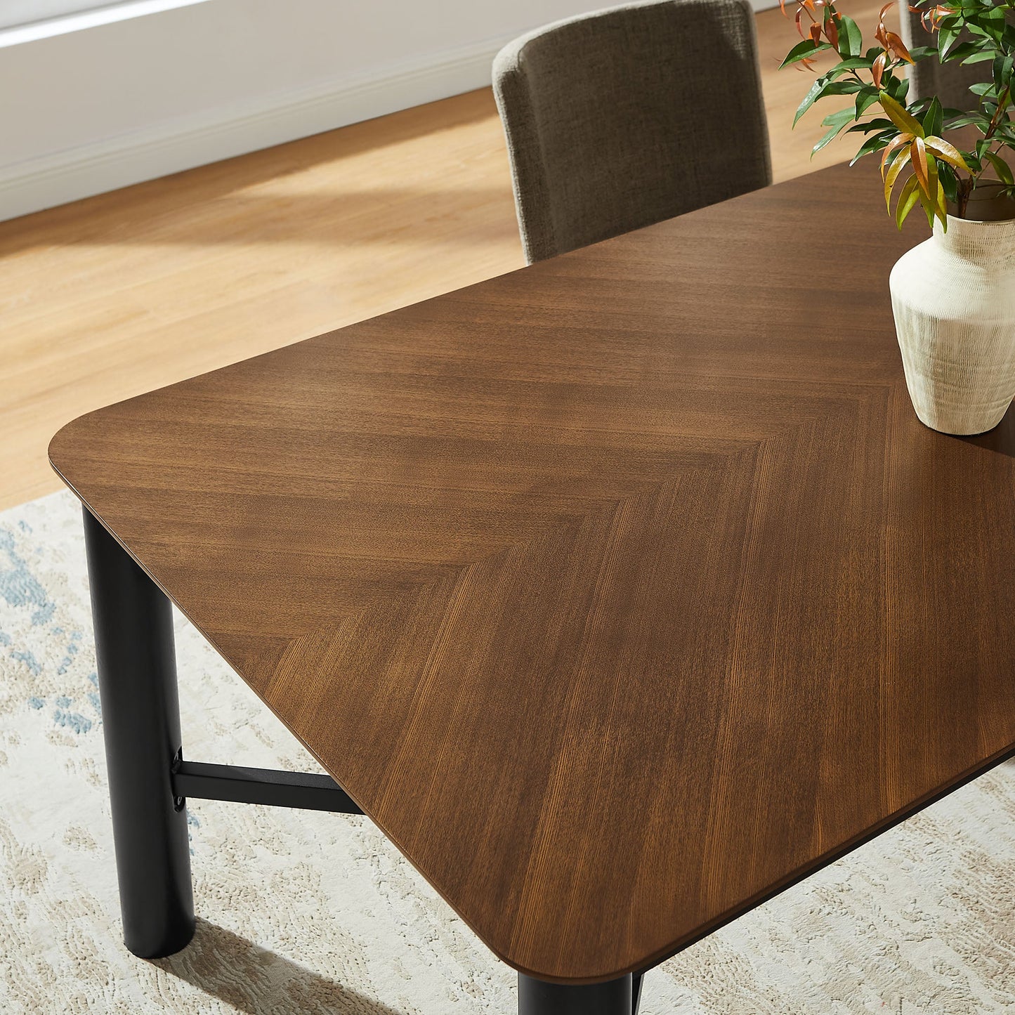 Ashlan 110-Inch Rectangular Dining Table in Walnut – Extra-Long Modern Wood Table for 8–10 People